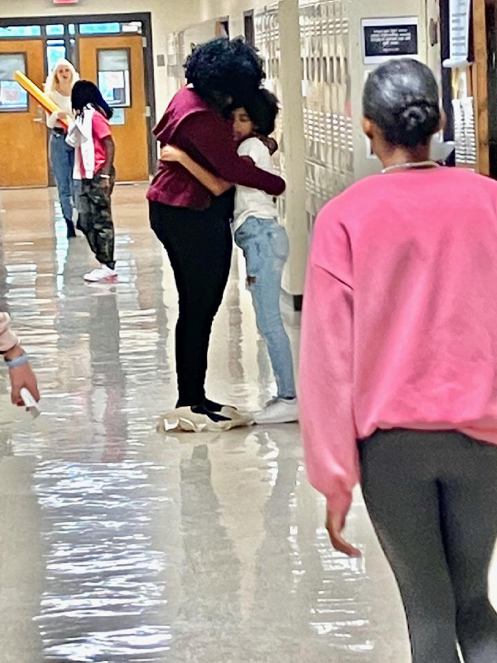 A teacher's love with a hug 
#Priceless 🤗 ❤
I love our educators teaching and loving on our scholars @ Herschel Jones Middle School. 
#RelationshipsMatter
#TigerSTRONG 😺🖤💛