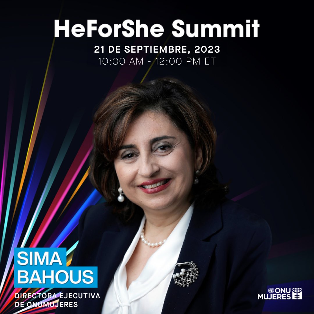 📌Mañana acompaña a la Directora Ejecutiva de <a href="/UN_Women/">UN Women</a>, Sima Bahous <a href="/unwomenchief/">Sima Bahous</a> durante el #HeForSheSummit:

🗓️Jueves 21 de septiembre 
⏰ 10 h ET 

Registro: ow.ly/QMRJ50PBxgn

🔴📹 Sigue la transmisión en vivo: 
 youtube.com/watch?v=4SF4hg… #HeForShe
