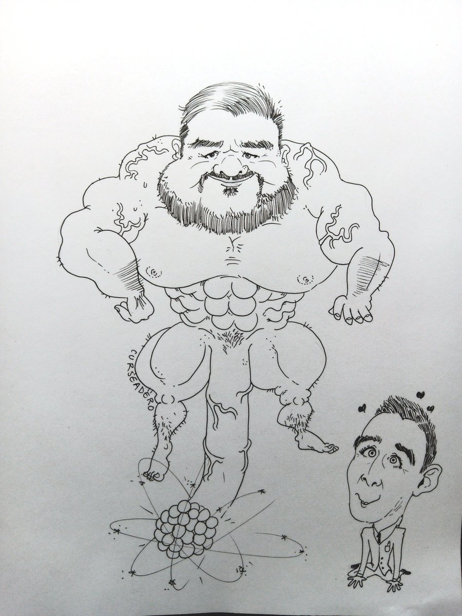 MapacheMR's tweet image. Utilizando todos sus conocimientos en ciencia, Rafa Carbajal se convirtió en el Mega Chad Fase 4 con Mega tula con cabeza de Átomo mientras Openhaimer lo admiraba desde la esquina.