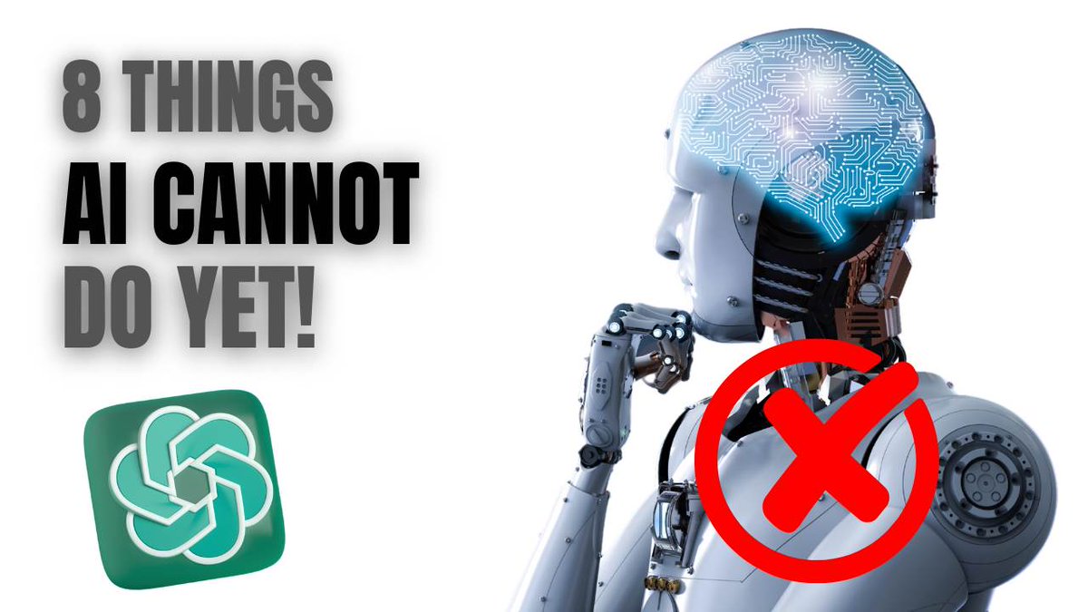JenniferWathall's tweet image. 📣🎥 Check out my latest video about what AI cannot do yet! 🚫🤖✨
#AIvsHuman #UnleashingHumanPotential #VideoRelease #ExploringAI #AIandBeyond #UnlockingCreativity #FutureOfTechnology
🙌 #EmbraceHumanity  #CriticalThinking #Innovation 
Watch here:
ow.ly/Tgfp50PJMN9