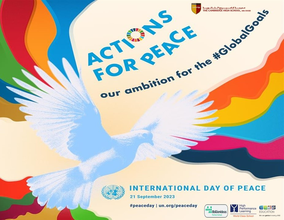 GemsChs's tweet photo. Happy International Day of Peace! 🫶🏻 🕊

#InternationalDayOfPeace #PeaceDay2023 #InternationalPeaceDay #PeaceDay2023 #peaceandlove #peacequotes #worldpeace
#8BillionIdeas #Worldclassschool #HighPerformanceLearning #HPLedu #CHSAbuDhabi #GEMSEducation https://t.co/mhiOI3ZwXc