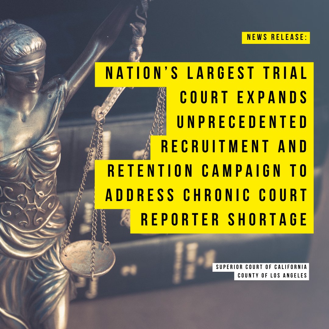 ⚖️ @LASuperiorCourt has launched a targeted recruitment marketing campaign designed to entice court reporters, including over $70K in potential bonuses for new hires. lacourt.org/newsmedia/uplo… @LACCRA_org @seiu721 #LACBA #LASuperiorCourt #CourtReporter #LegalNews #Justice