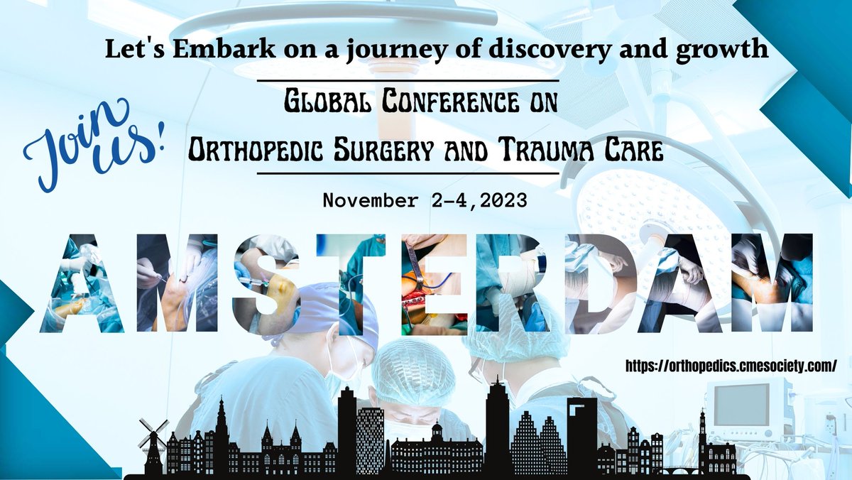 JennyMarie_la's tweet photo. Join us in Amsterdam for the #OrthopedicSurgery2023 Conference!๐ Explore the latest advancements in orthopedic surgery, network with experts, and elevate your skills.๐ช
Submit: https://t.co/ly684T8Ckm
#OrthoInnovation #OrthoResearch #OrthoLearning #OrthoTech #orthotwitter https://t.co/uNxOOVCWFU