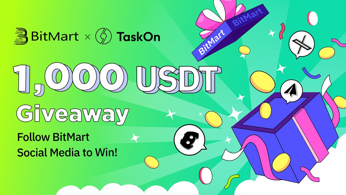 BitMartExchange's tweet image. We’ve teamed up with @taskonxyz for an exclusive giveaway! 🎁

Join now for a chance to win a share of 1,000 USDT:
1⃣️Follow @BitMartExchange &amp;amp; @taskonxyz, RT
2⃣️Complete tasks: taskon.xyz/campaign/detai…

⏰ By 11:59 PM UTC Sep 30, 2023

#crypto #giveaway