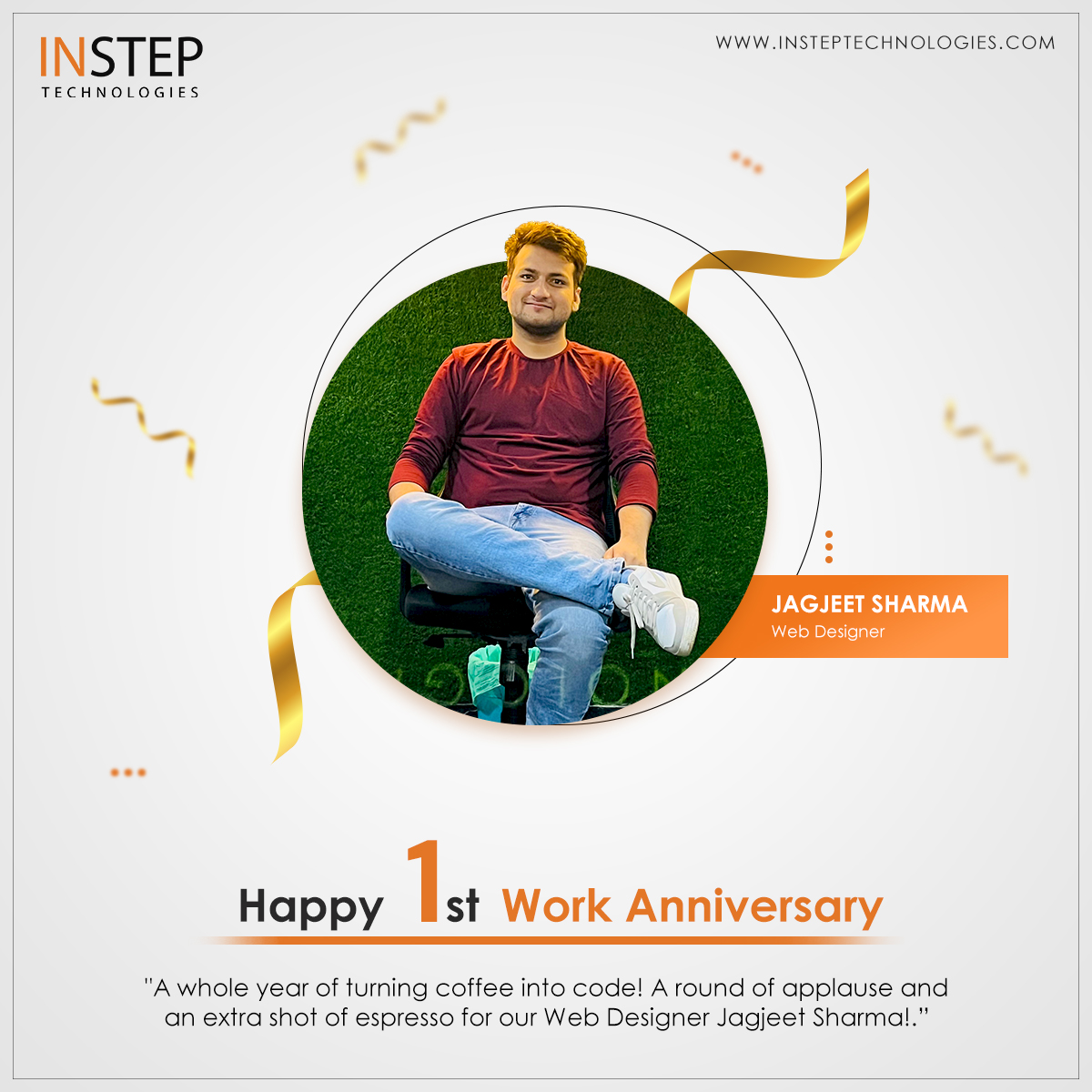 instepoffice's tweet image. InStep team Celebrating 12 months of web wonders of 𝐉𝐚𝐠𝐣𝐞𝐞𝐭 𝐒𝐡𝐚𝐫𝐦𝐚! Your design genius has left a tremendous mark on the digital world. One year down, forever to go!

𝐇𝐚𝐩𝐩𝐲 𝐖𝐨𝐫𝐤 𝐀𝐧𝐧𝐢𝐯𝐞𝐫𝐬𝐚𝐫𝐲!

#WorkAnniversary #WebMagic #insteptechnologies