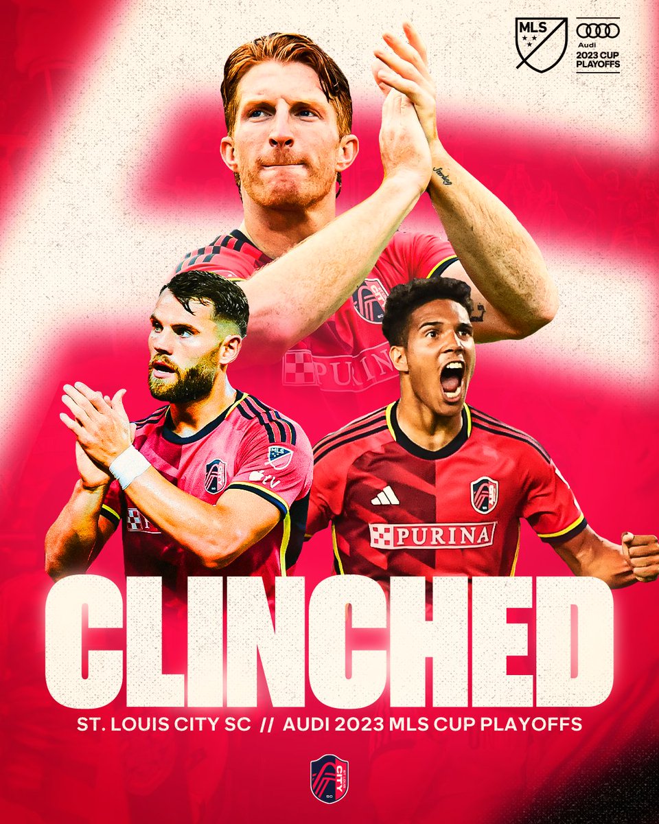 MLS's tweet photo. What a year it's been for @stlCITYsc. 👏

In their inaugural season, #AllForCity becomes the first team in the West to clinch an Audi #MLSCupPlayoffs spot. https://t.co/PsxfmtCPY0