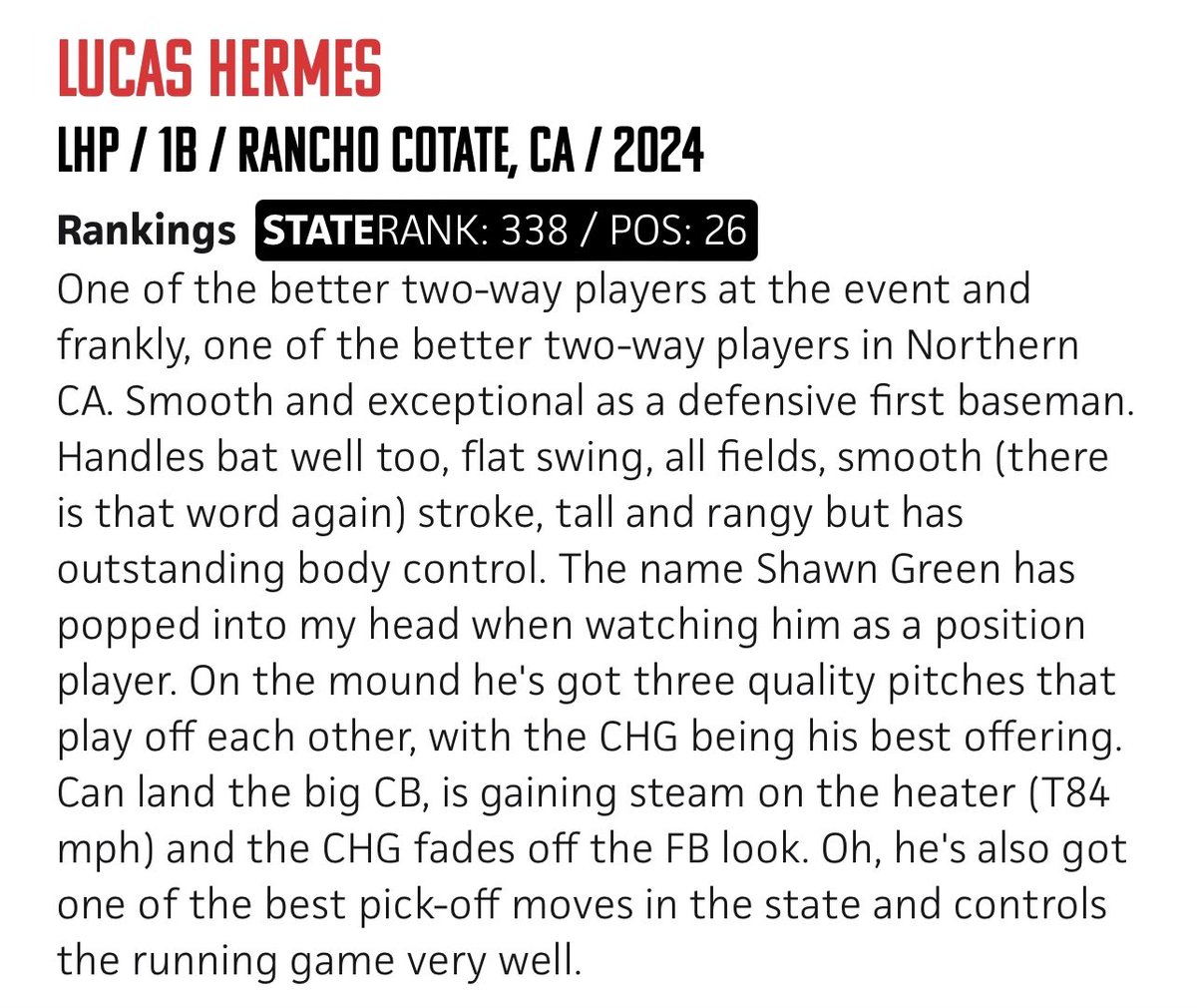 Thank you @Clemmens_PBR for the write up and support! prepbaseballreport.com/news/CA/CA-Sta…