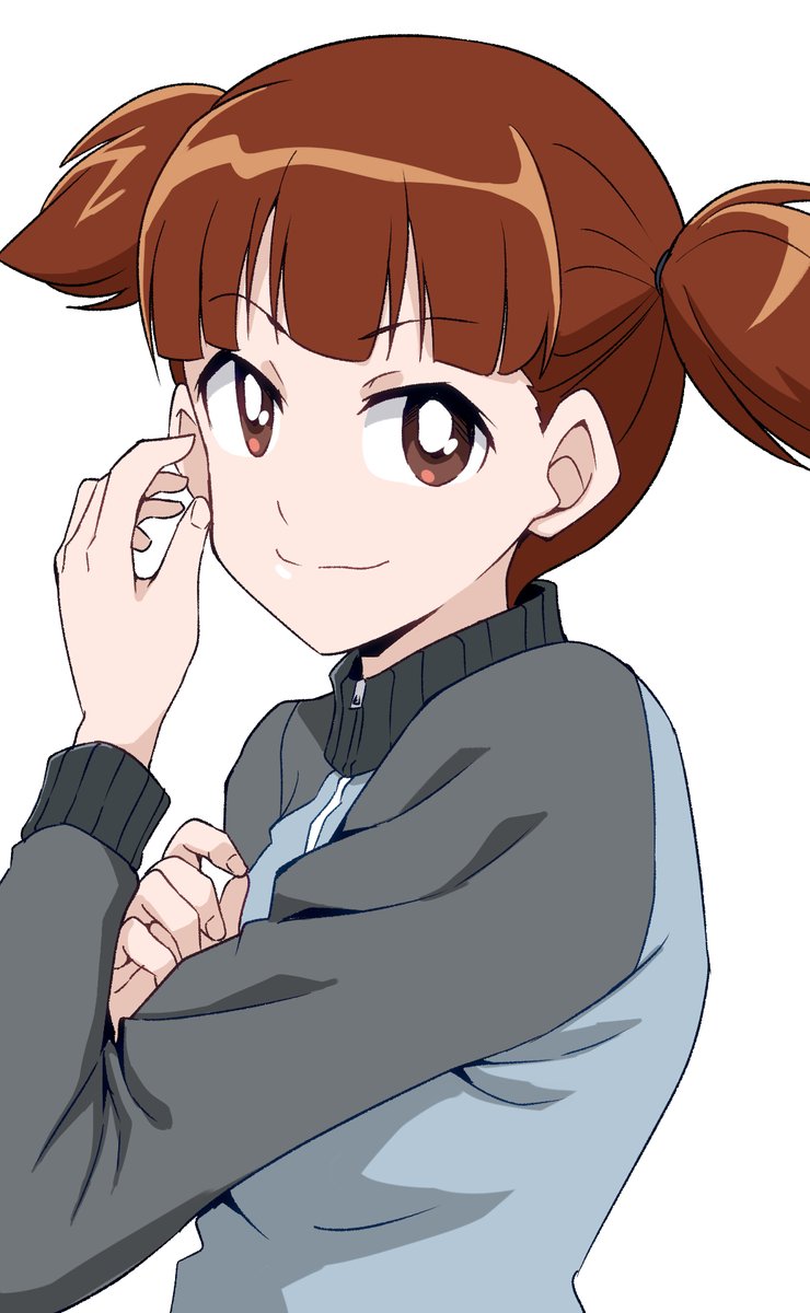 mikko (girls und panzer) 1girl solo keizoku military uniform twintails  white background short twintails looking at