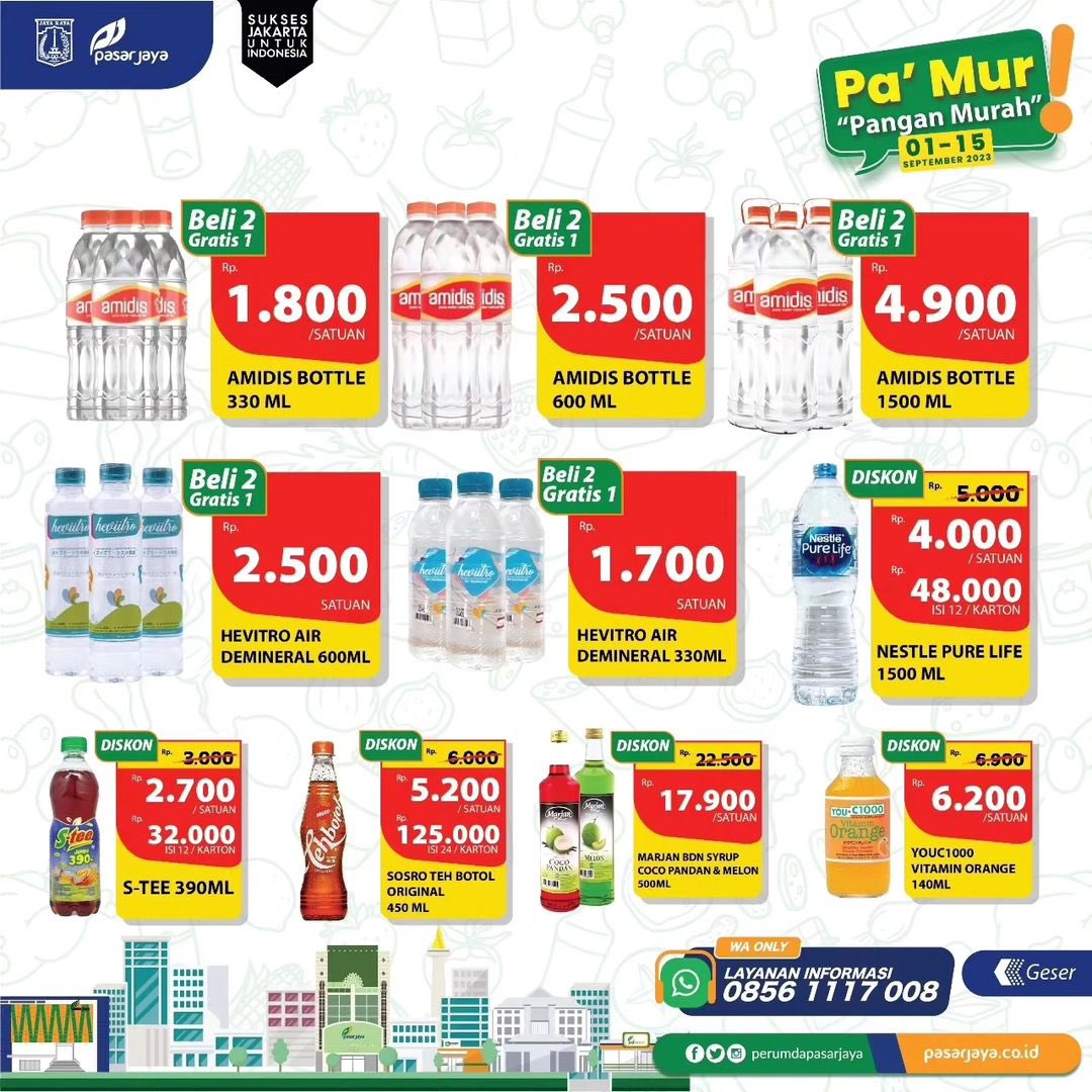 DKIJakarta's tweet photo. Promo mingguan kini hadir kembali dalam Promo Pa'Mur "Pangan Murah" bulan September!

Berikut promo #PaMur yang tersedia di Gerai #JakGrosir #JakMart & #MiniDC Perumda Pasar Jaya.

Periode hanya dari 16 - 30 September 2023, jangan sampai kehabisan ya!

Sumber: @PasarJaya_JKT 

#dkijakarta #suksesjakartauntukindonesia #jagajakarta #PromoPasarJaya #PromoPaMur #Jakpreneur #JakartaBangkit #PromoPasarJaya #SembakoMurah #minyakmurah #minyakgorengmurah