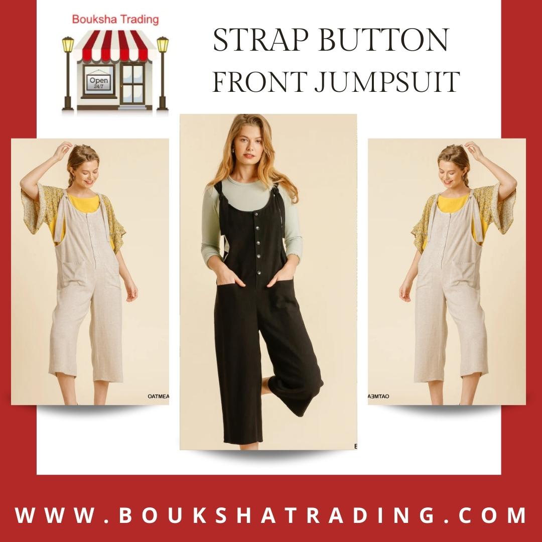 Step into style with our Strap Button Front Jumpsuit! 🔥 This chic and versatile piece is perfect for any occasion. Effortlessly elegant, it's a must-have addition to your wardrobe.🌐rb.gy/gx6n4

#jumpsuit #fashion #dress #jumpsuitimport #onlineshopping #jumpsuits
