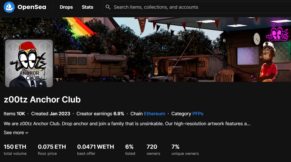 Now, #z00tz NFT's floor price is 0.075ETH.

#z00tzAnchorClub NFT price keep higher and higher.  

We are welcoming to join #z00tz fam.