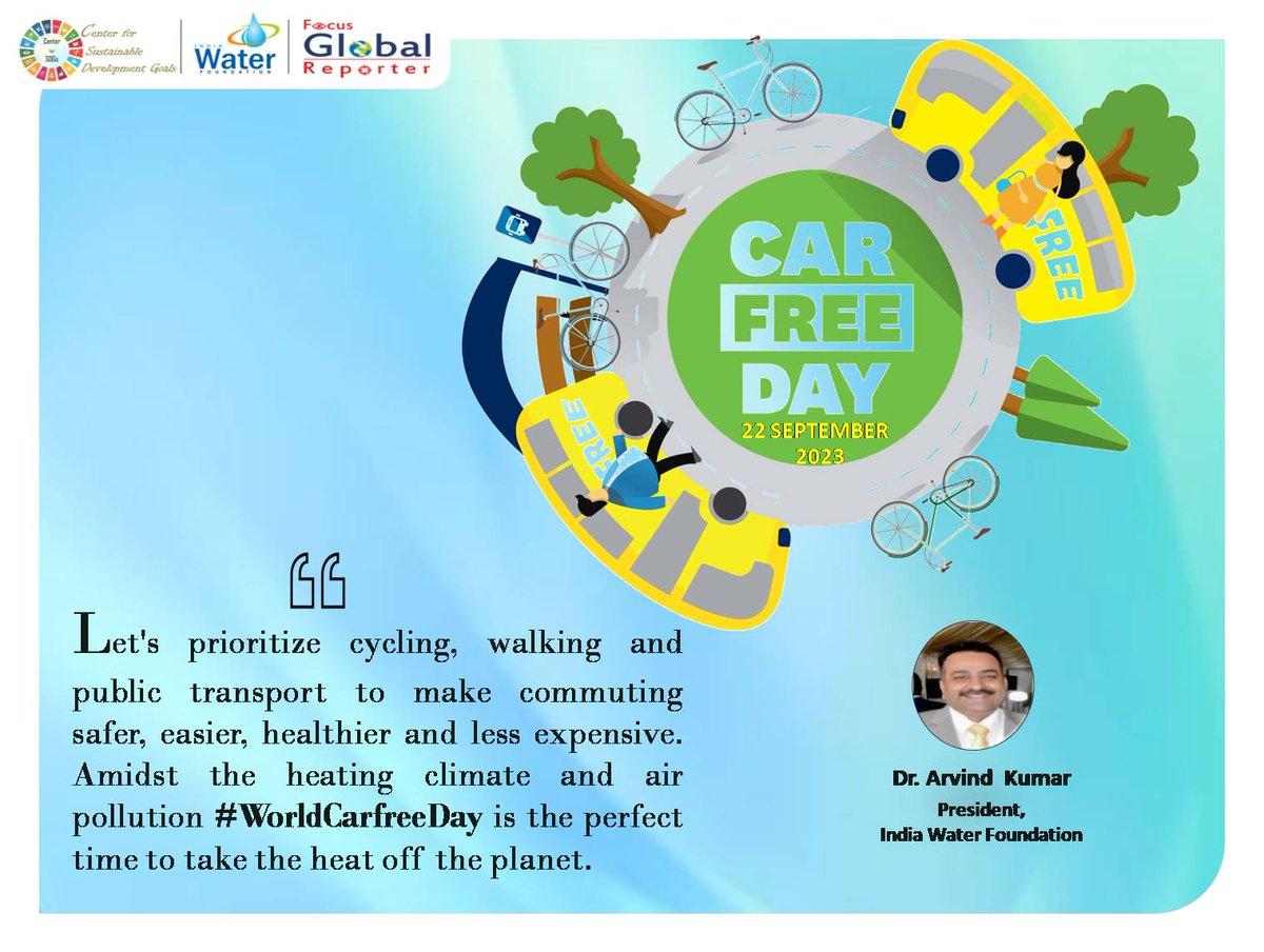 #CarFreeDay2023 #WalkingFromHome #AirQualitySolutions #ClimateAction #cycling #cityzens4cleanair #airpollution #ForNature #environment #health #physicalactivity @PMOIndia @narendramodi @byadavbjp @NITIAayog @moefcc @CPCB_OFFICIAL @PlasticPollutes @mpcb_official @gpmlcaribe