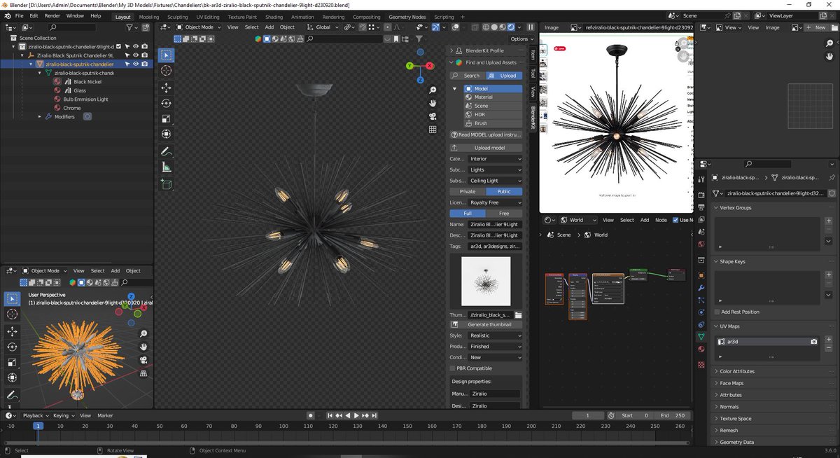 ar3designs's tweet photo. I could not find a Black Sputnik Chandelier in BlenderKit, . . . so I made one.

It'll be available as a PREMIUM model in my BlenderKit model asset collection.

Take a look at some of my uploads here:
https://t.co/4BMBuVJmb8 

#ar3designs #ar3d #blenderkit #blender3d #b3d https://t.co/amLJbMsJ1A