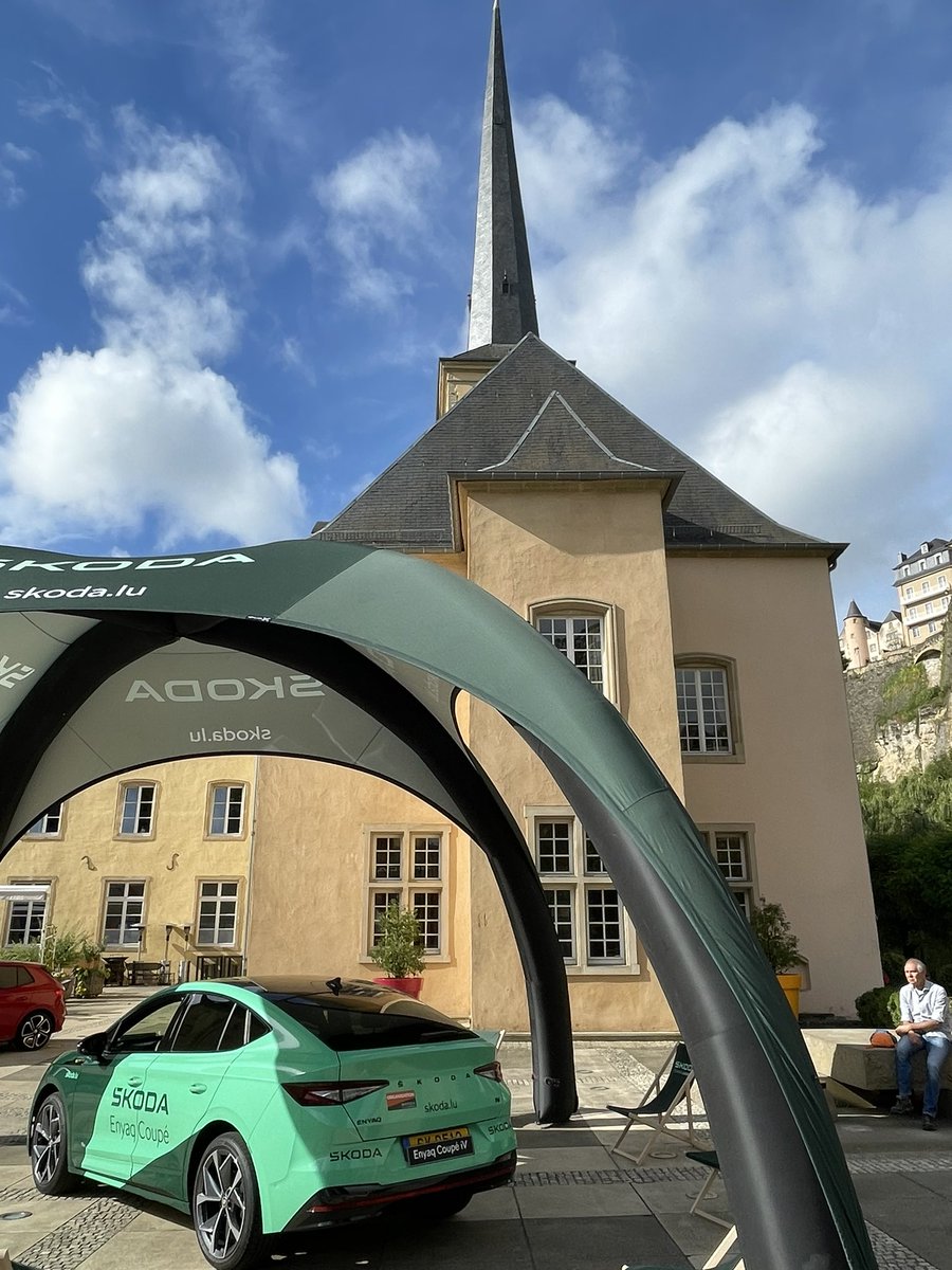 VladimirBaertl's tweet photo. These days, the beautiful 🇱🇺Luxembourg countryside is all about #cycling and the #Škoda brand. 
Thanks to @skodacz and  #Losch for a great representation of the 🇨🇿Czech #automotive industry! @andy_schleck @skodatour @georges_engel https://t.co/SZsmQJfga6