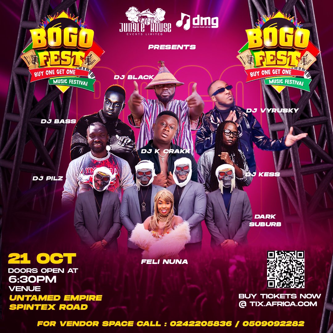 junglehouse_e's tweet photo. Come and jam with @djkcrakk@BoGoFest …Buy  ur tickets from https://t.co/TfEoHZk481 or https://t.co/lbWPC3UQUf….Buy 1 Get 1 Free…#bogofestgh,@djblack @djvyrusky @1djbass @DjKcrakk @darksuburbmusic @luccimoneyGh @DjKessGh @KofiTafari @AdonisGh @Shadeymiles @itwinsghana1 https://t.co/DNUps4siHe