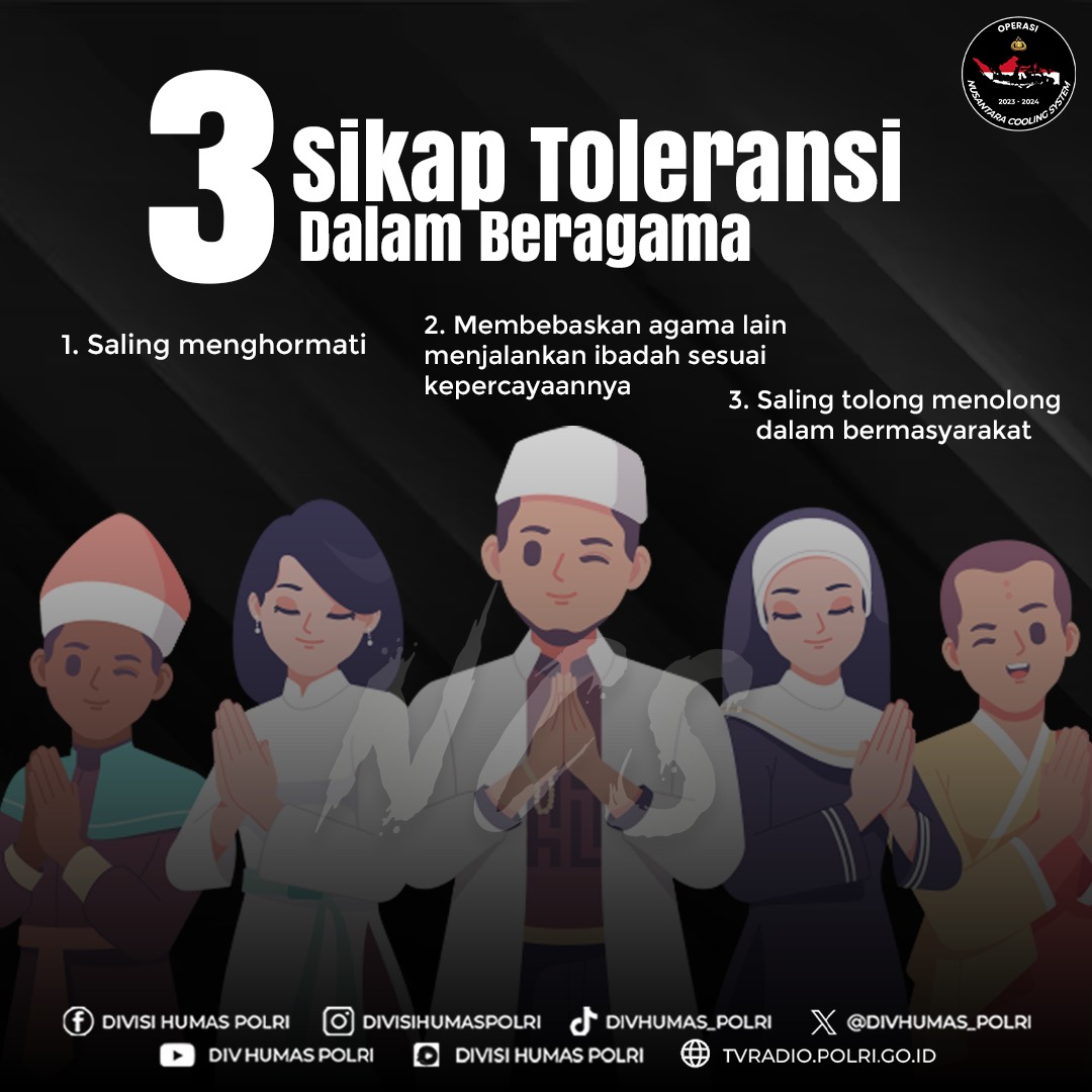 PolsekCadasari's tweet photo. Sobat Polri, toleransi sangat penting bagi semua warga negara Indonesia untuk hidup damai dan harmonis. Mari kita saling menghargai setiap perbedaan tanpa membeda-bedakan suku, ras dan agama wujud Indahnya Harmoni Keberagaman. https://t.co/EqW6APCecv