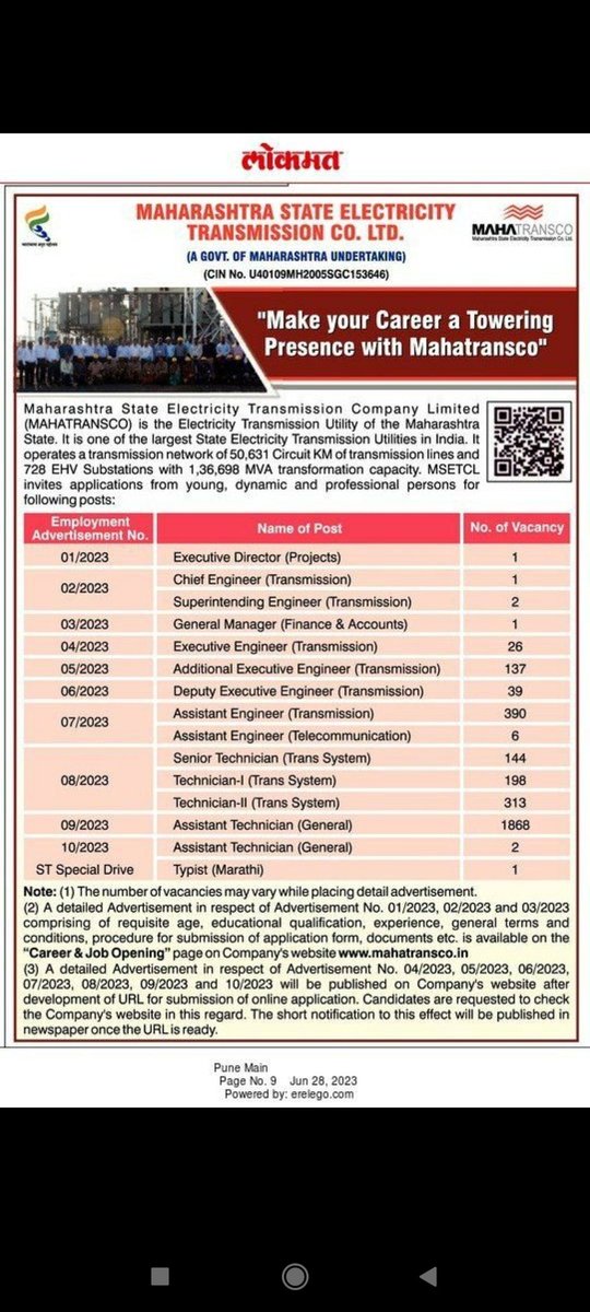 syedabdulbasitt's tweet photo. #Mahadiscom_AE_JE_Vacancy
#Mahatransco_AE_Vacancy

@CMOmaharashtra
@Dev_Fadanvis
@mieknathshinde
@MSEDCL
@Mahatranscoltd
@AbhipawarBJP
@AjitPawarspeaks
@RRPSpeaks https://t.co/xdleVVFJvv