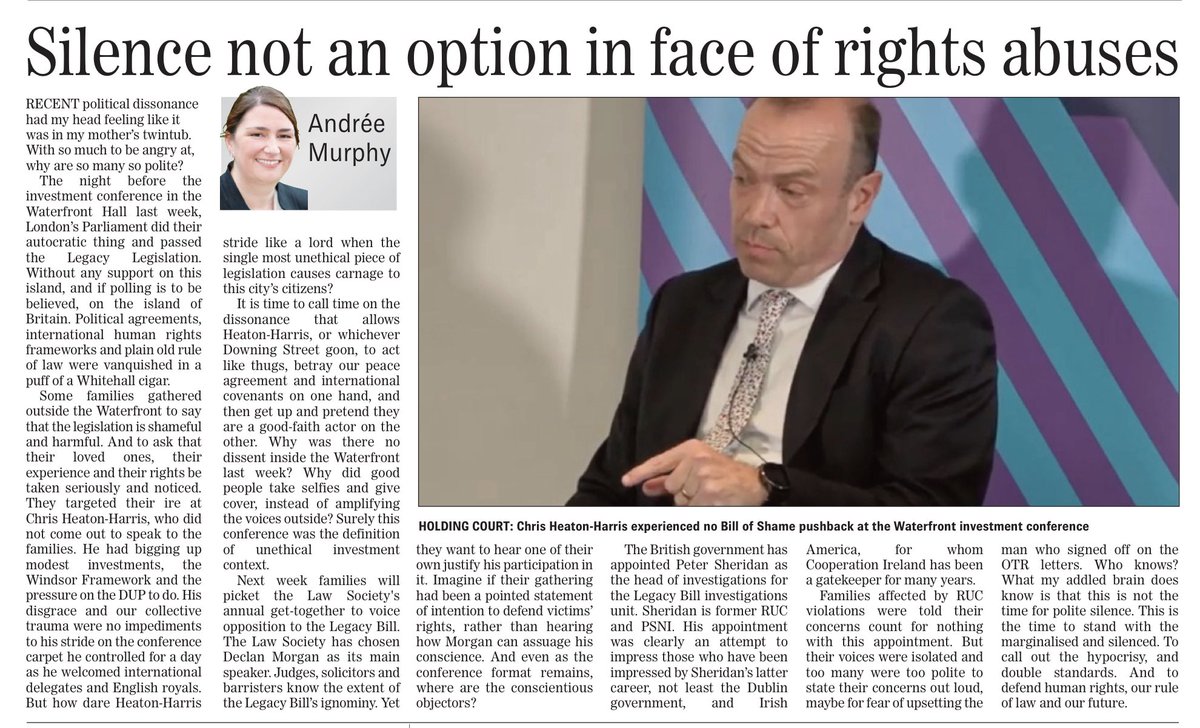 “What mv addled brain does know is that this is not the time for polite silence. This is the time to stand with the marginalised and silenced.” ~Andrée Murphy @ATownNews ☕️🥐