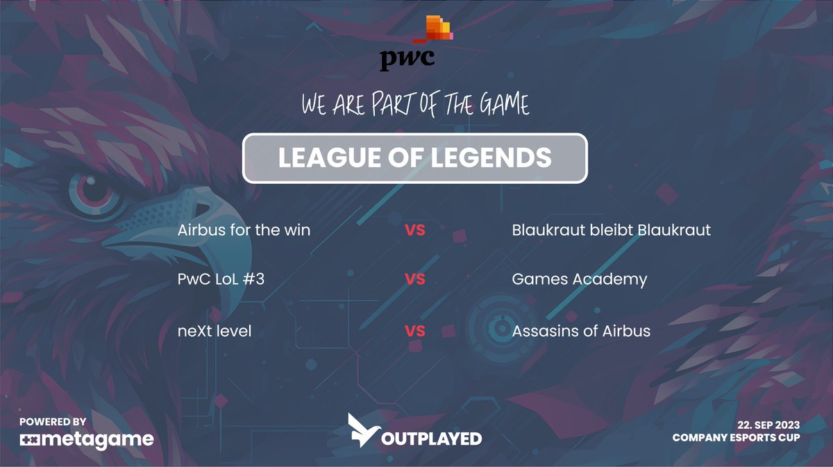 metagame (@metagameai) on Twitter photo ⏰ In 30 Min geht's los!
Epische #LeagueOfLegends Matches mit <a href="/DekaBank/">Deka</a>, <a href="/Airbus/">Airbus</a>, <a href="/BRANDADGroup/">BRANDAD Group AG</a>, <a href="/arconsis/">arconsis</a>, <a href="/ShikensoMedia/">Shikenso Analytics</a>, <a href="/XantaroGroup/">Xantaro Group</a> & mehr!
📍 Live aus dem <a href="/LVLBerlin/">LVL Berlin</a>, begleitet von Expert:innen. 👉 Jetzt einschalten bei <a href="/Twitch/">Twitch</a>
twitch.tv/themetagameai
#hr #recruiting ⏰ In 30 Min geht's los!
Epische #LeagueOfLegends Matches mit <a href="/DekaBank/">Deka</a>, <a href="/Airbus/">Airbus</a>, <a href="/BRANDADGroup/">BRANDAD Group AG</a>, <a href="/arconsis/">arconsis</a>, <a href="/ShikensoMedia/">Shikenso Analytics</a>, <a href="/XantaroGroup/">Xantaro Group</a> & mehr!
📍 Live aus dem <a href="/LVLBerlin/">LVL Berlin</a>, begleitet von Expert:innen. 👉 Jetzt einschalten bei <a href="/Twitch/">Twitch</a>
twitch.tv/themetagameai
#hr #recruiting