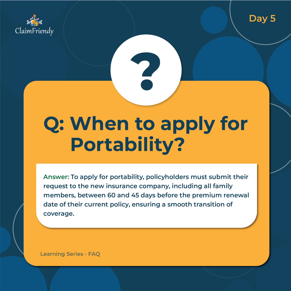 ClaimFriendy's tweet image. 🔹 Day 5 of 30 on Health Insurance &amp;amp; Claims 🔹
Discovering the Perfect Timing for Health Insurance Portability – Ensuring a smooth transition for uninterrupted coverage. Stay informed, stay insured! 🛡️ #30DaysOfHealthInsurance
#HealthInsurance #InsurancePortability