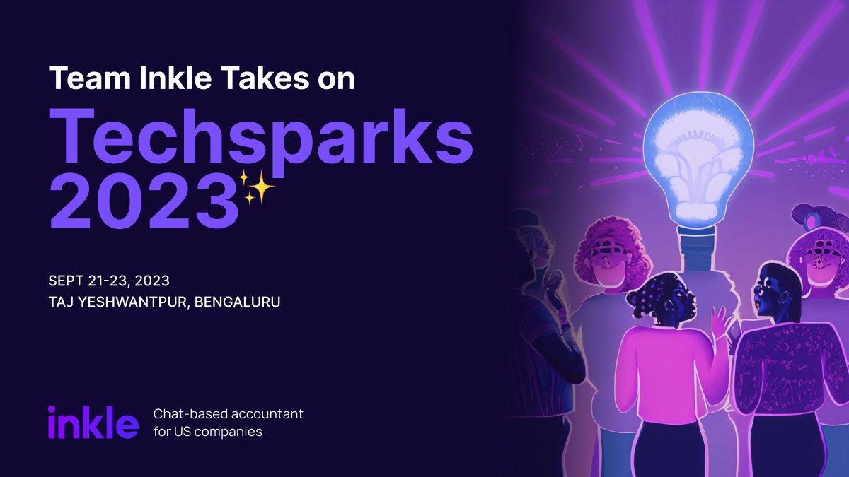 🌟 Team Inkle heads to TechSparks 2023! 🚀

🗓️ Save the Date: September 21st - 23rd, Bengaluru.

TechSparks 2023 is not an ordinary event; it's a convergence of the brightest minds in the startup ecosystem.

#TechSparks2023 #TechRevolution #FutureBuilders