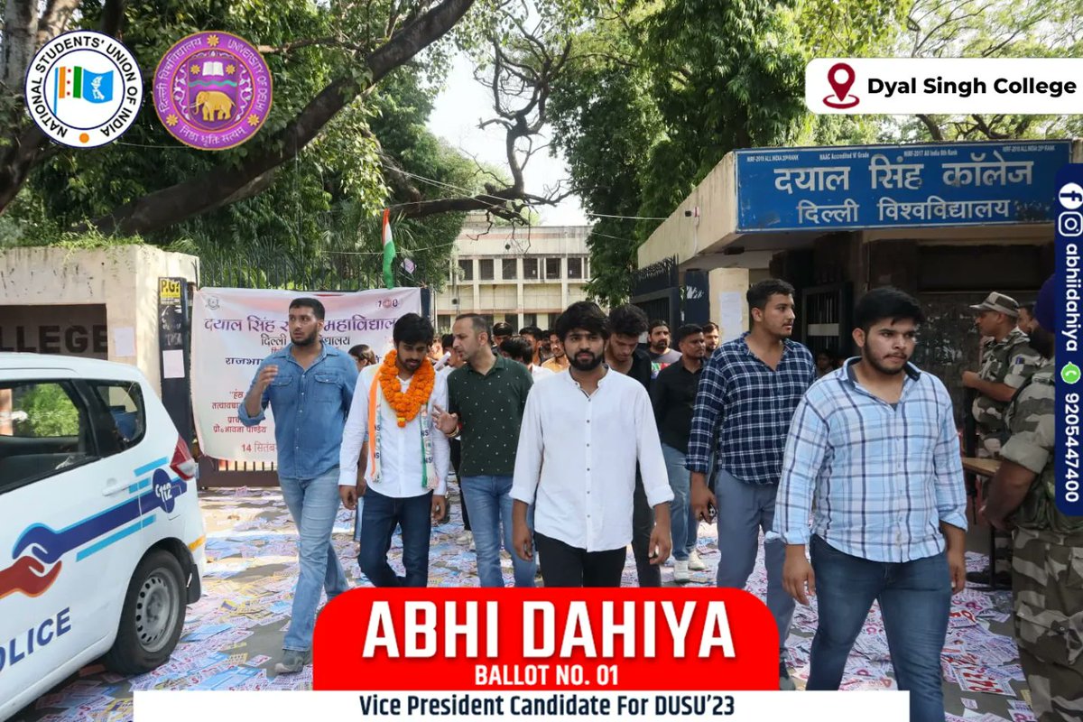 *DYAL SINGH COLLEGE*

VOTE || SUPPORT || ELECT || 
*BALLOT NO. 01*

ABHI DAHIYA For Vice President DUSU2023 (JOIN NSUI)

 #abhidahiya #dusu #dusu2023 #abvp #abhidahiyafordusu #delhiuniversity #du #northcampus #southcampus #collegestudents #dustudents
