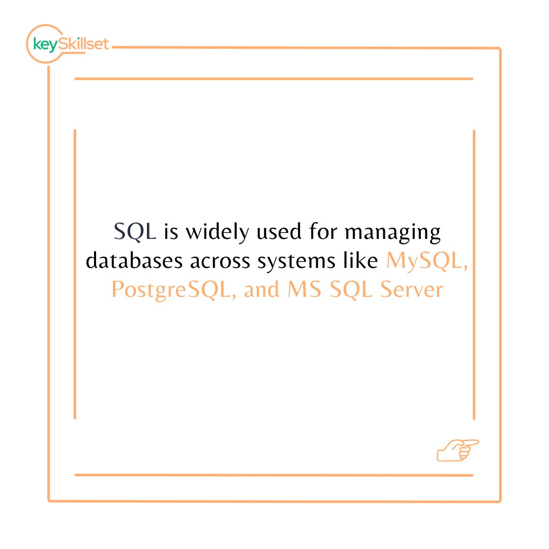 keyskillset's tweet image. 1/1
Dive into the world of SQL with these Top 5 Cool facts!
Follow us for more intriguing SQL insights!
You can also check out our Free Access for the SQL course at keySkillset.
keyskillset.com/sql
#SQLFacts #DatabaseManagement #SQLQuery #TechInnovation #DatabaseSkills
#SQL
