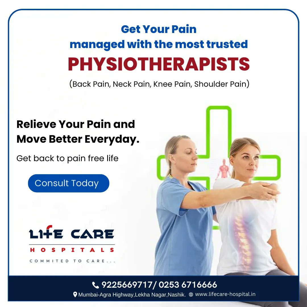 #Physiotherapy is crucial for pain relief, rehabilitation, and improving mobility and function after injuries or surgeries. It also helps prevent injuries, enhances sports performance, and manages #chronic conditions. 

for more details : 9225669715

#LifeCareHospitals