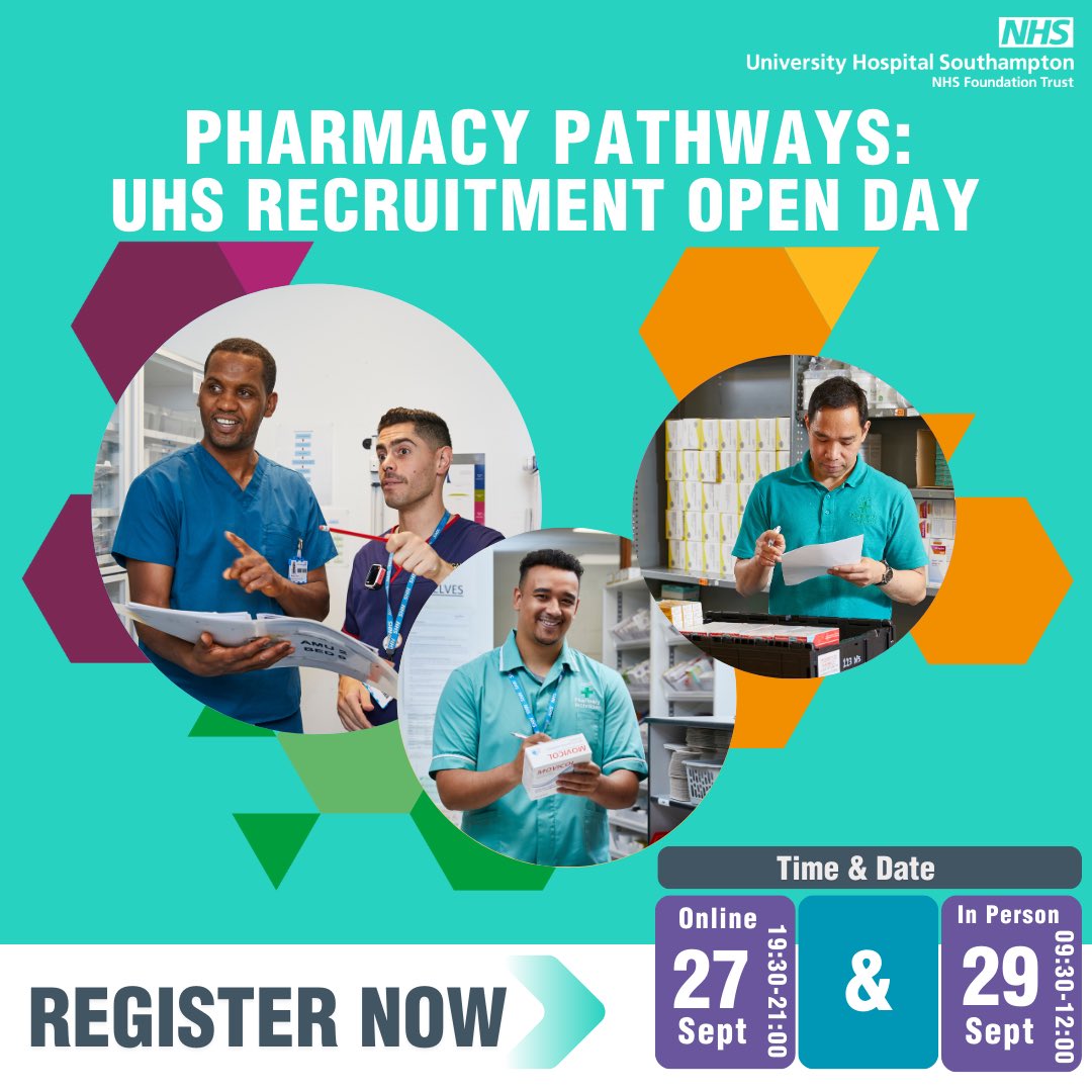 Come to one of our open days and find out more about working in pharmacy at UHS. We are currently recruiting pharmacists and pharmacy technicians. Sign up here tinyurl.com/3r557v2b