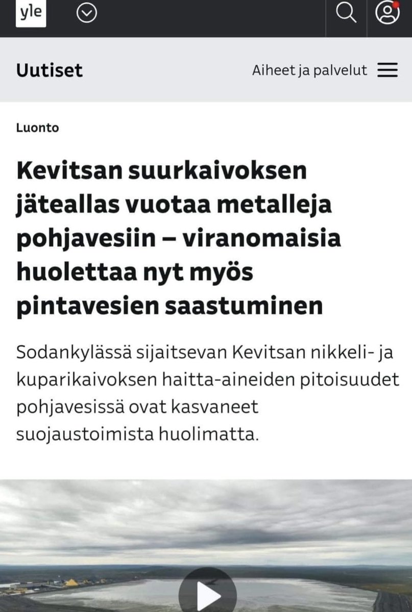 Missä on elokapinalliset, kun heitä tarvittaisiin?

Suomen vesistöt ja pohjavesi ovat hauraita, koska ne ovat matalia ja haitta-aineet hajoavat hitaasti. On suurena vaarana, että kriittisten raaka-aineiden louhiminen aiheuttaa vesistöjen pilaantumista. 

#aikapuhua…