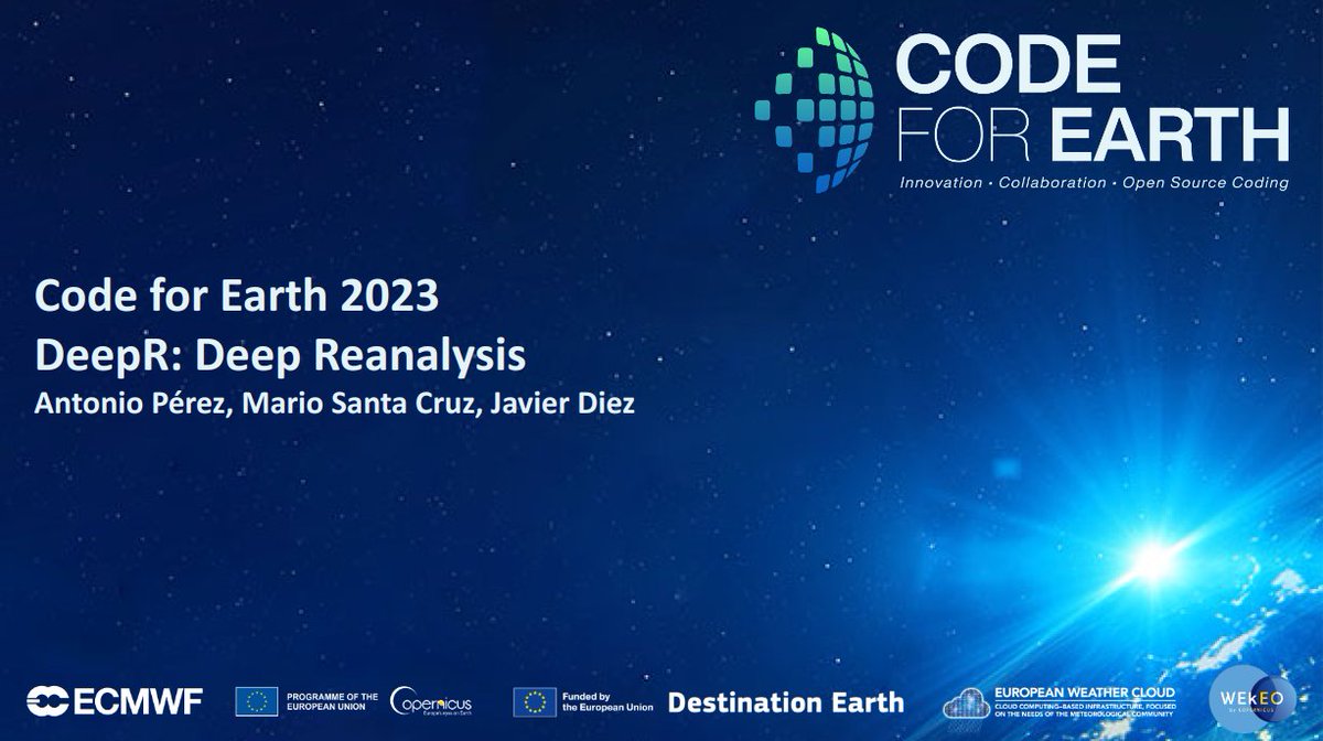 🌏🤖#DeepR, a @ECMWFCode4Earth #challenge using the @ai4eosc platform: ai4eosc.eu/2023/09/21/dee… More to come on this on our blog soon - stay tuned!