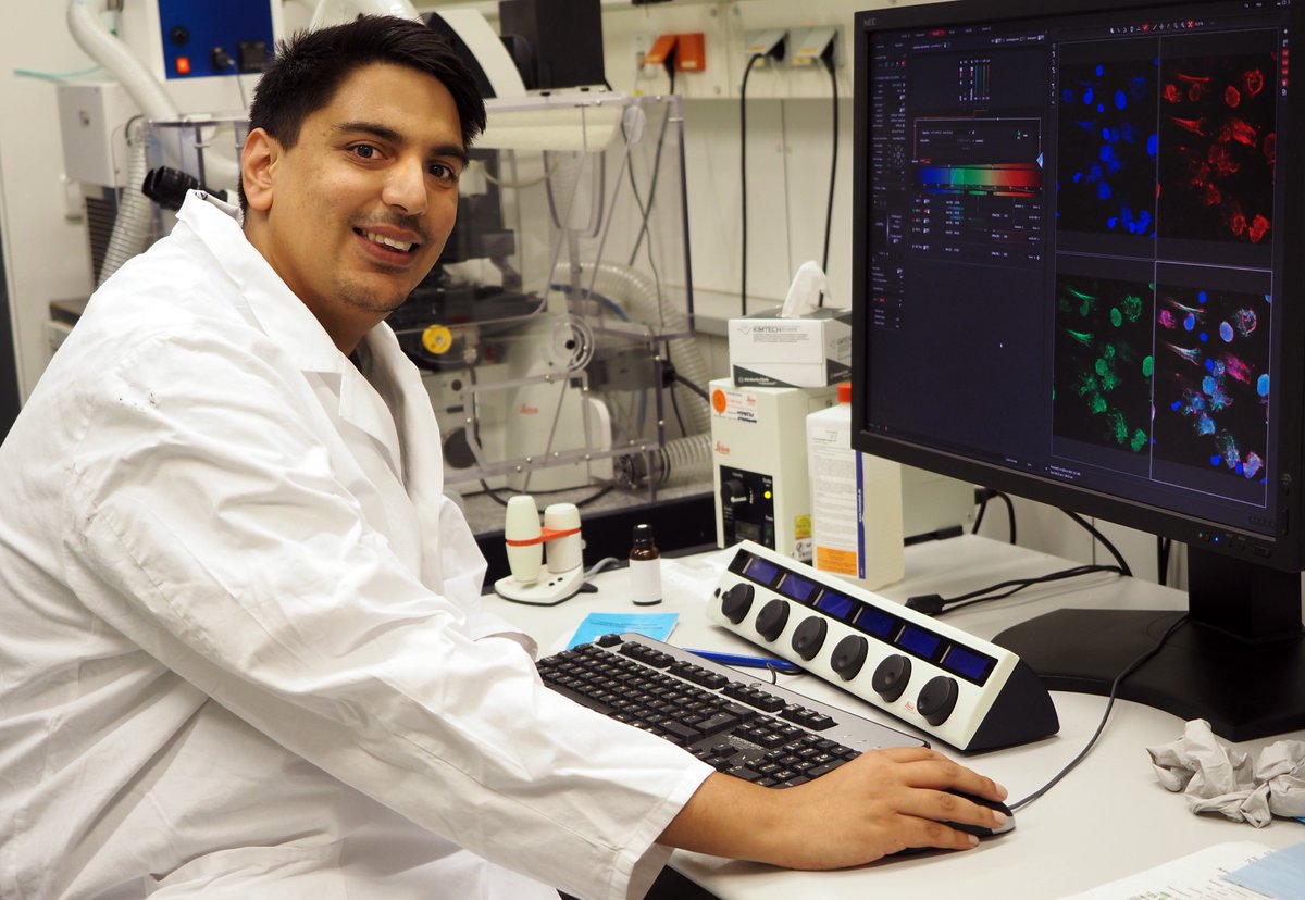 Meet <a href="/dhiren_pgp/">Dhiren Patel</a>, a postdoc in the <a href="/Zychlinsky/">Arturo Zychlinsky</a> lab. Here, Dhiren is taking microscopic pictures of neutrophil extracellular traps where #neutrophils spit out their DNA to trap and kill pathogens. #PAW_Germany #PostdocAppreciationWeek
