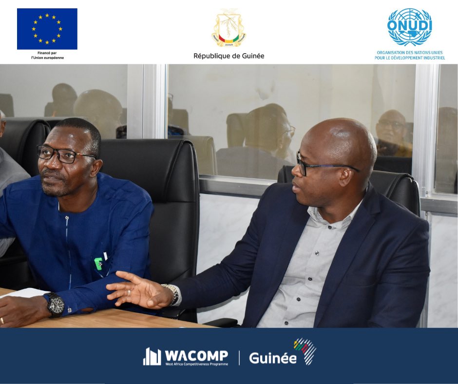 WACOMP_Guinea's tweet photo. 20/09 #Wacomp
Le coordinateur nationale #refila et l’expert international Taoufik Chaabane ont rencontré des cadres du @McipmeGuinee dans le cadre de l’élaboration du Programme de Restructuration Nationale et de Mise à Niveau (PRMN) de Guinée
💶 @UEenguinee ⚙️@UNIDO https://t.co/CbchADnkyy