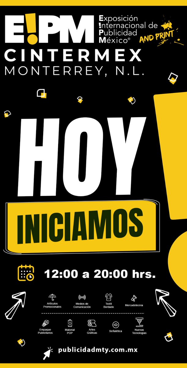 🚩 🚩 🚩ES HOY🚩 🚩 🚩
🚩 🚩 🚩🚩 🚩 🚩🚩 🚩  
#CANAGRAF 𝐋𝐚 𝐅𝐮𝐞𝐫𝐳𝐚 𝐆𝐫𝐚𝐟𝐢𝐜𝐚 𝐝𝐞 𝐌𝐞𝐱𝐢𝐜𝐨. Te invita:
📅 Fecha: 21, 22 y 23 de Septiembre 2023
⏰ Hora: 12:00 a 20:00
🏢 Lugar: Cintermex MTY
👇🏽👇🏽👇🏽 REGISTRO👇🏽👇🏽👇🏽
publicidadmty.com.mx/index.php/es/v…
#EIPM2023 #EIPM
