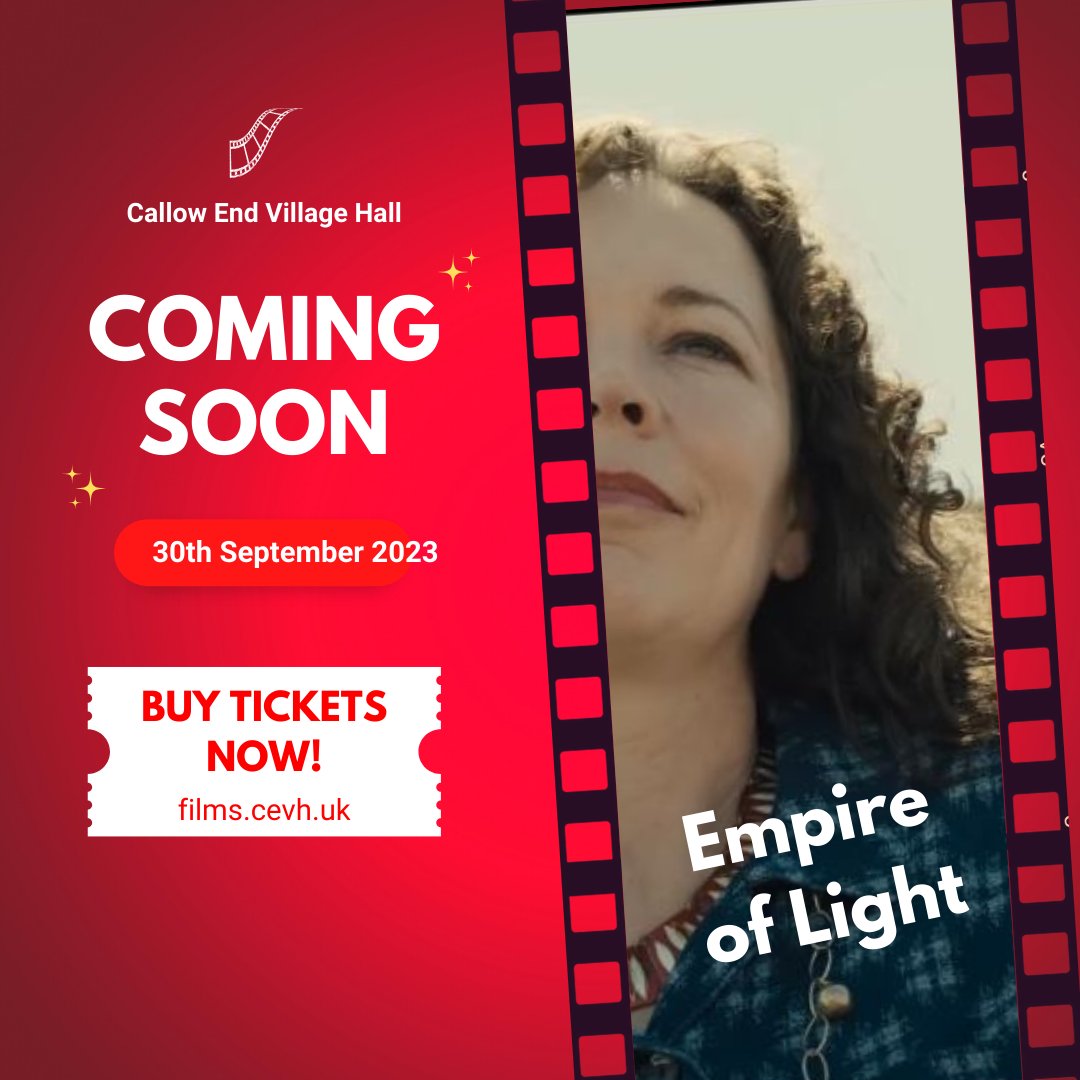 Coming soon to Callow End Village Hall. Get your tickets at films.cevh.uk
#callowend #empireoflight #empireoflightfilm #empireoflightmov