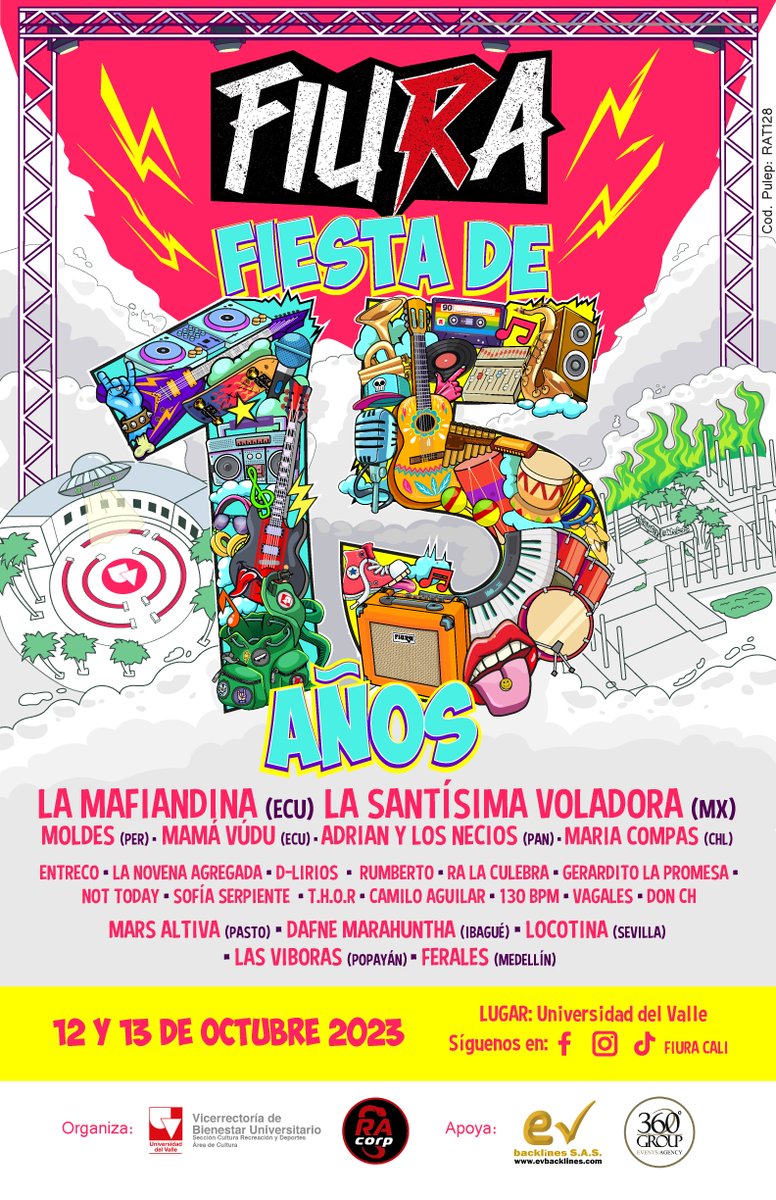 Henry Gonzalez Lopez (@henryragemusic) on Twitter photo Hey Cali!! el <a href="/FiuraCali/">FIURA - Festival Internacional Unirock Alternativo</a> cumple 15 años, y este es parte de su cartel, <a href="/mamavudu/">Mamá Vudú</a> MafiaAndina, <a href="/MoldesBanda/">𝔐𝔬𝔩𝔡𝔢𝔰</a> <a href="/LaSantisimaVol1/">La Santisima Voladora</a> Adrian y LosNecios, <a href="/MariaCompas/">Maria/otaku/fan de los compás y crepepastas</a>, Mars Altiva (Pasto), <a href="/dafnemarahuntha/">Dafne Marahuntha</a> Locotina, Las Víboras, Ferales, Entreco, D-Lirios, Rumberto <a href="/RA_LA_CULEBRA/">RA LA CULEBRA</a> y más.. Hey Cali!! el <a href="/FiuraCali/">FIURA - Festival Internacional Unirock Alternativo</a> cumple 15 años, y este es parte de su cartel, <a href="/mamavudu/">Mamá Vudú</a> MafiaAndina, <a href="/MoldesBanda/">𝔐𝔬𝔩𝔡𝔢𝔰</a> <a href="/LaSantisimaVol1/">La Santisima Voladora</a> Adrian y LosNecios, <a href="/MariaCompas/">Maria/otaku/fan de los compás y crepepastas</a>, Mars Altiva (Pasto), <a href="/dafnemarahuntha/">Dafne Marahuntha</a> Locotina, Las Víboras, Ferales, Entreco, D-Lirios, Rumberto <a href="/RA_LA_CULEBRA/">RA LA CULEBRA</a> y más..