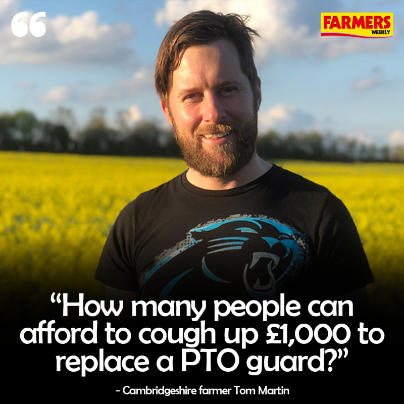 FarmersWeekly's tweet photo. 👏 Cambridgeshire farmer @Farmer_Tom_UK has called upon agricultural machinery manufacturers to commit to making zero profit on replacement pto guards...

@yellowwelliesuk | @nfu_farmsafety