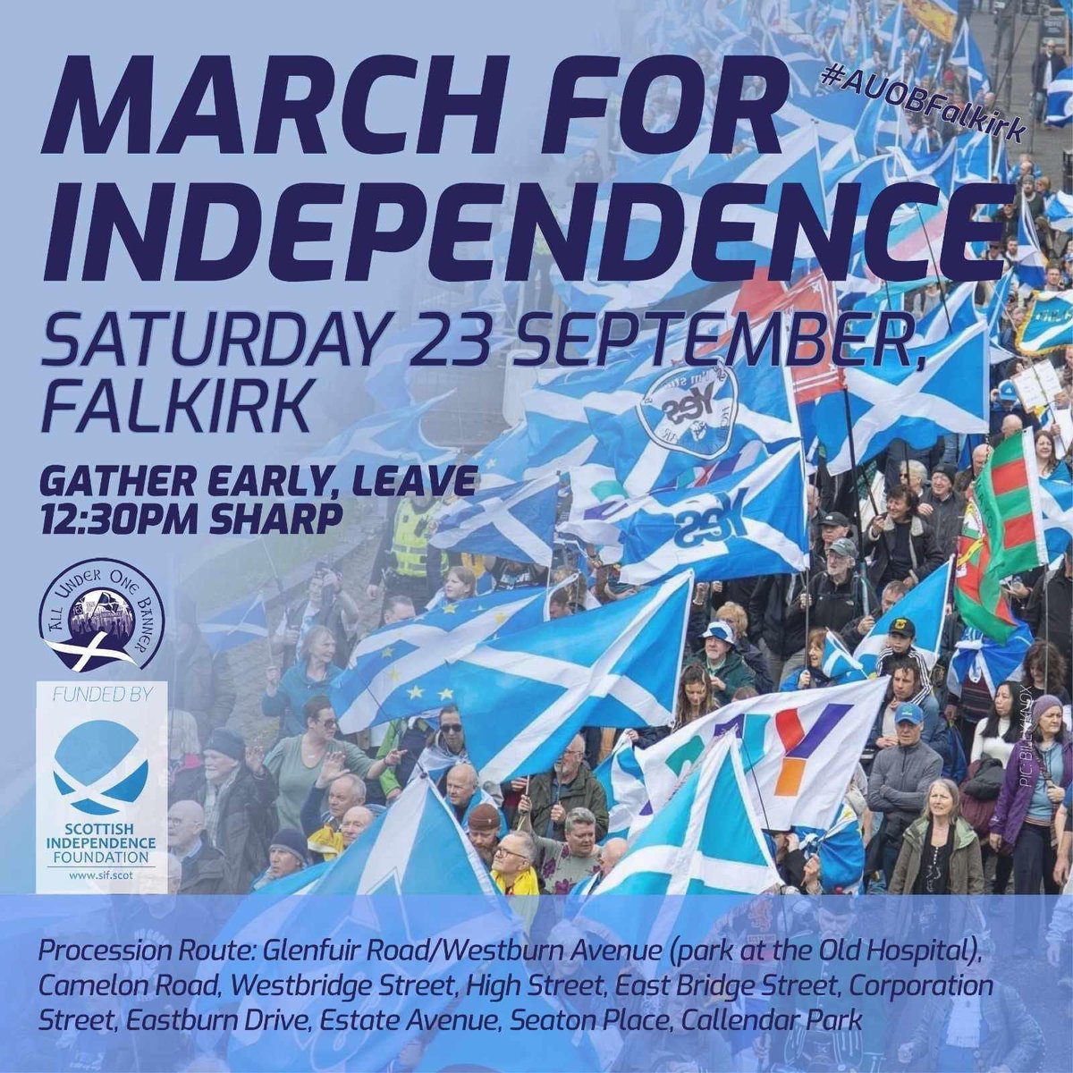 This Saturday, ⁦<a href="/AUOBNOW/">All Under One Banner</a>⁩ march for independence in Falkirk. ⁦<a href="/ScotIndepFound/">Scottish Independence Foundation</a>⁩ supporting the event. See you there.