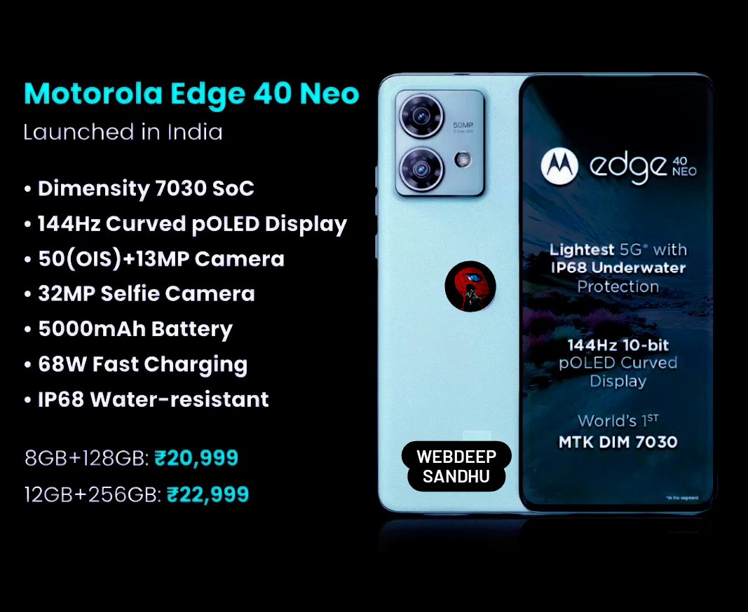 Motorola Edge 40 Neo launched in india with Very aggressive Pricing and with useful features
#motorola #android #curveddisplay #144hz #hellomoto #launched #india #webdeepsandhu #Tweet