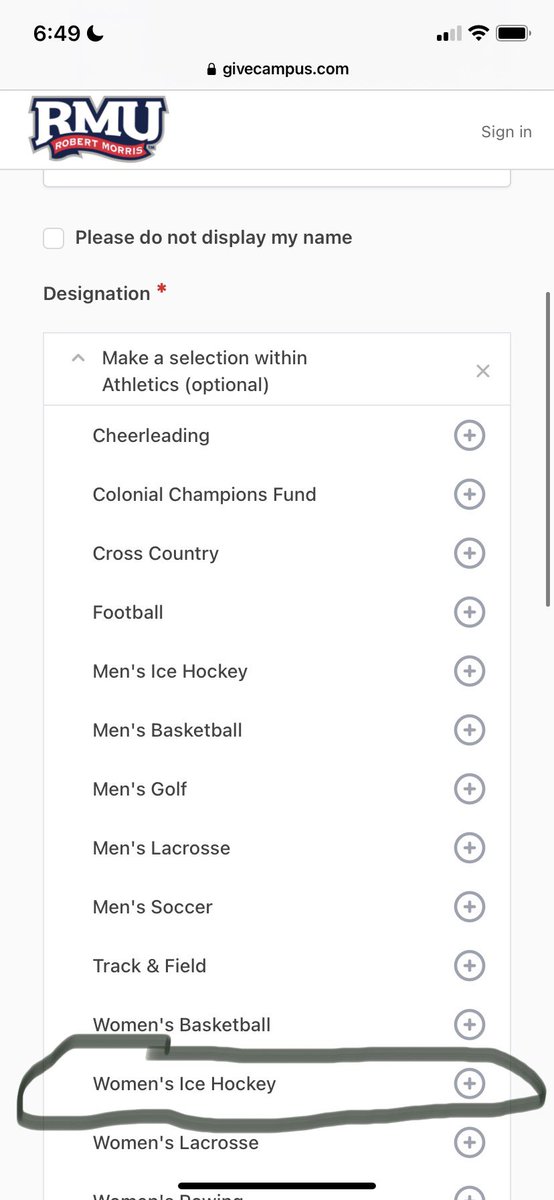 Good morning Colonial fans! Join me today and help support <a href="/RMUWHockey/">RMU Women's Hockey</a> on todays #RMUDayOfGiving click the link to give. Your support helps to support our  wonderful student athletes! #RMUnite givecampus.com/1f8kp1
