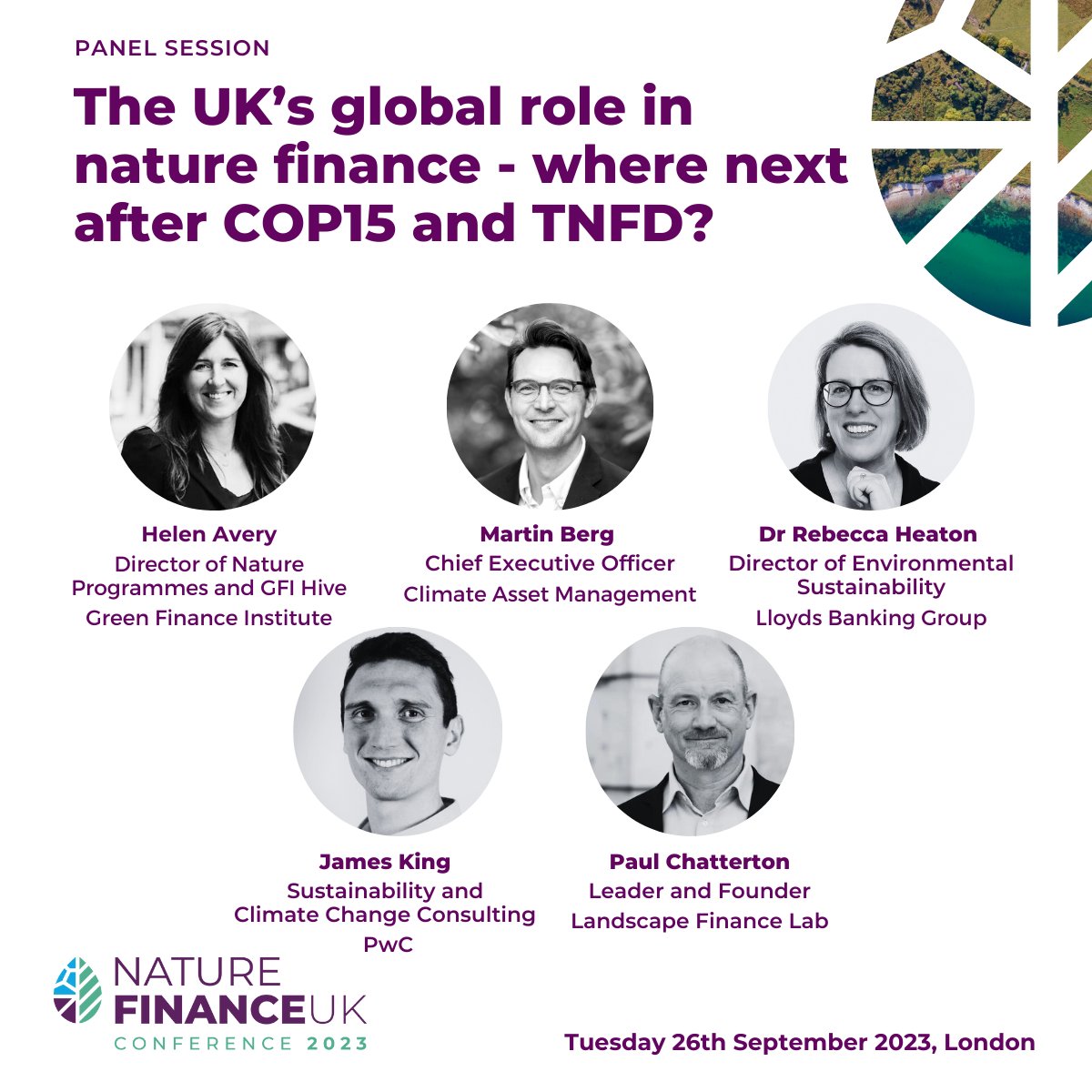 With #naturefinance and #TNFD high on the agenda at Climate Week and with the publication of new report “A global centre for nature finance”, can the UK carve out a role as a global leader in nature finance?

Come to #naturefinance23 on 26 Sept to find out
bit.ly/naturefinance2…