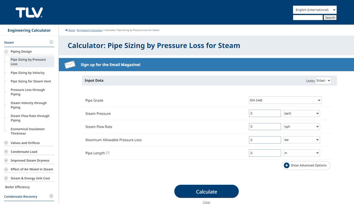 The TLV Engineering Calculator has just been renovated with a whole new look. The calculator can help you perform various calculations for steam, water, air, and gas systems. Check it out here: tlv.com/global/TI/calc…