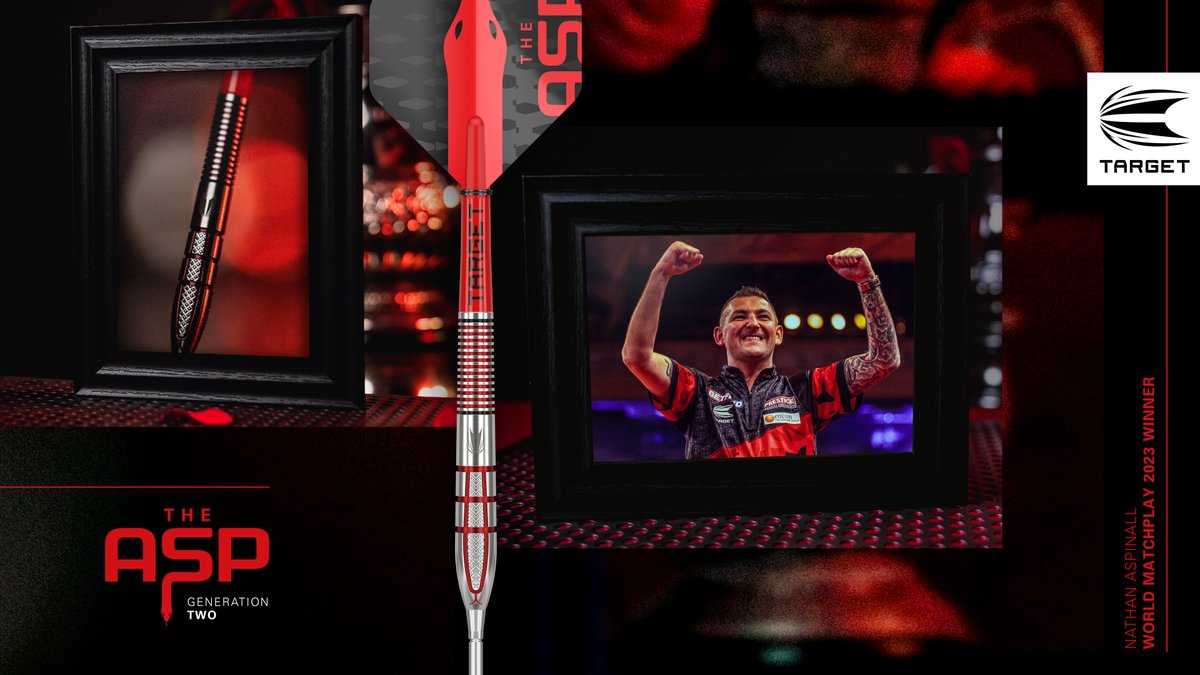 TargetDarts's tweet photo. Used by 'The Asp' to secure the World Matchplay, these are the Nathan Aspinall G2's 🐍
The 95% barrel offers consistent ring grip at the rear with a scale-like texture in sections down the nose, perfect for 'The Asp's grip.
Get yours: https://t.co/SYr7P7ZgZo
#TargetLaunch23 https://t.co/4pRD13GkYS