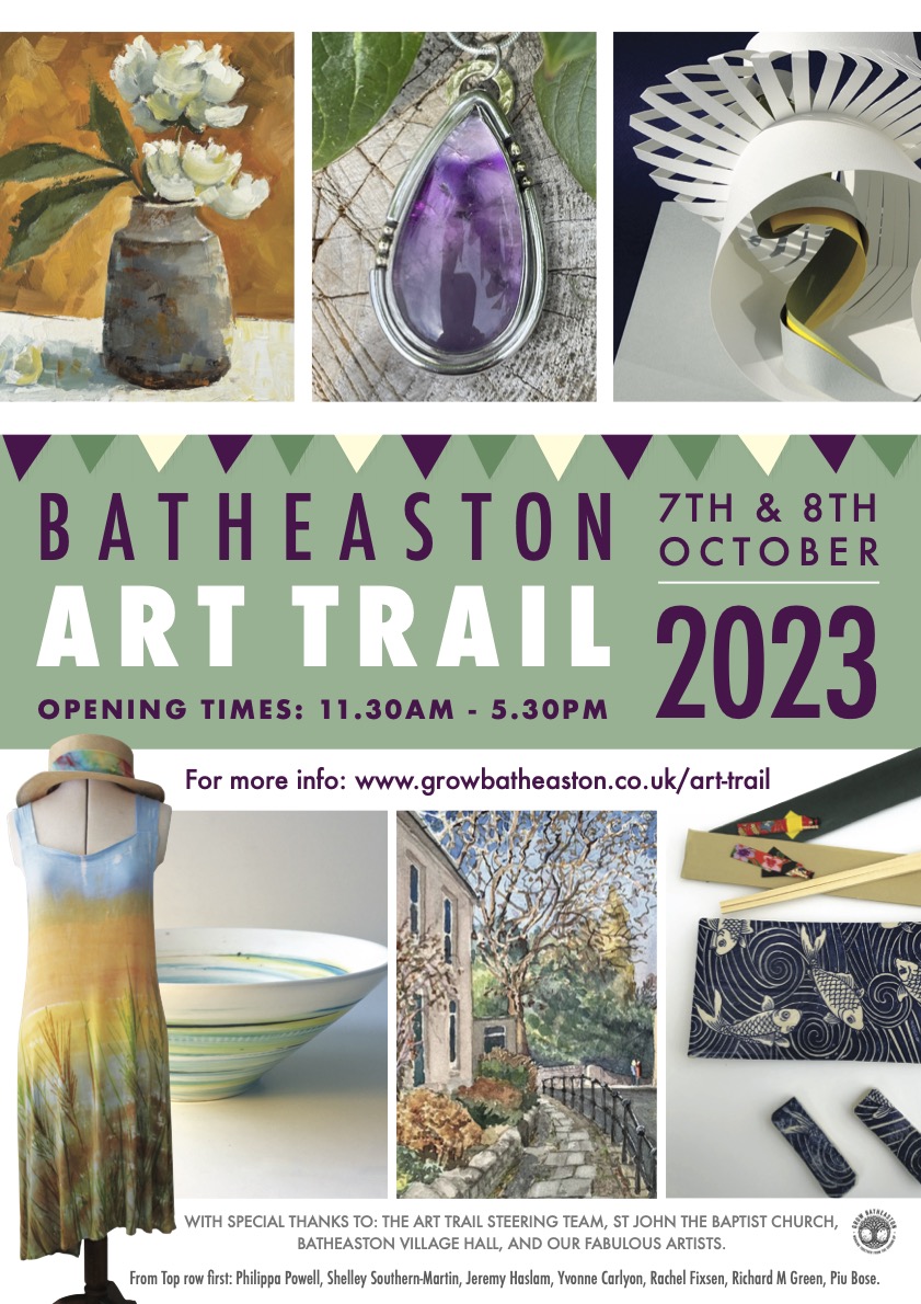 Save the date! Batheaston Art Trail 2023 will take place 11.30-5.30 on the 7th & 8th October for a full list of artists and venues visit growbatheaston.co.uk/art-trail #art #arttrail #batheaston