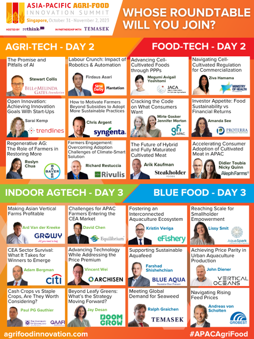 Check out the recently announced Roundtables @APACAgriFood! The roundtable discussions are a highlight of the summit, with hot topics hosted by business leaders from our expert speaking faculty. Be at the table: agrifoodinnovation.com/2023-roundtabl…
