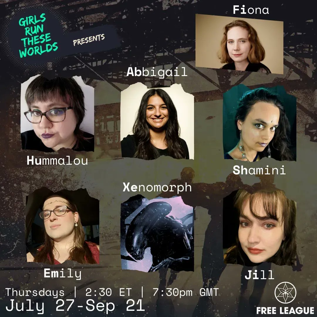 GirlsRunWorlds's tweet image. TODAY: Time for Charlie Team to get off this cursed moon base. Or die trying. Over and Out. Watch Fiona terrorise Shamini, Hummalou, Abbigail, Emily, and Jill in the finale of Destroyer of Worlds. Sponsored by @FreeLeaguePublishing