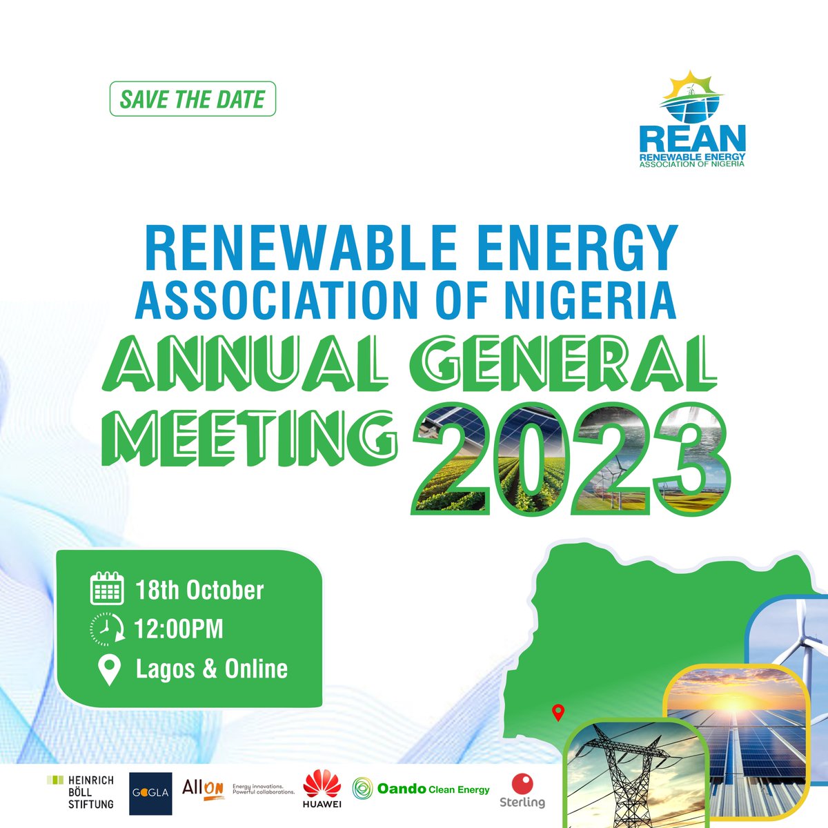 ⚡️ Less than 4⃣ weeks to <a href="/REANigeria/">Renewable Energy Association of Nigeria (REAN)</a>'s Annual General Meeting (AGM) 2023. Are you a #member of REAN? Check your #emails📩 now to confirm the event updates. 

We look forward to welcoming all our members at the AGM on 18th October in Lagos. #REANAGM2023