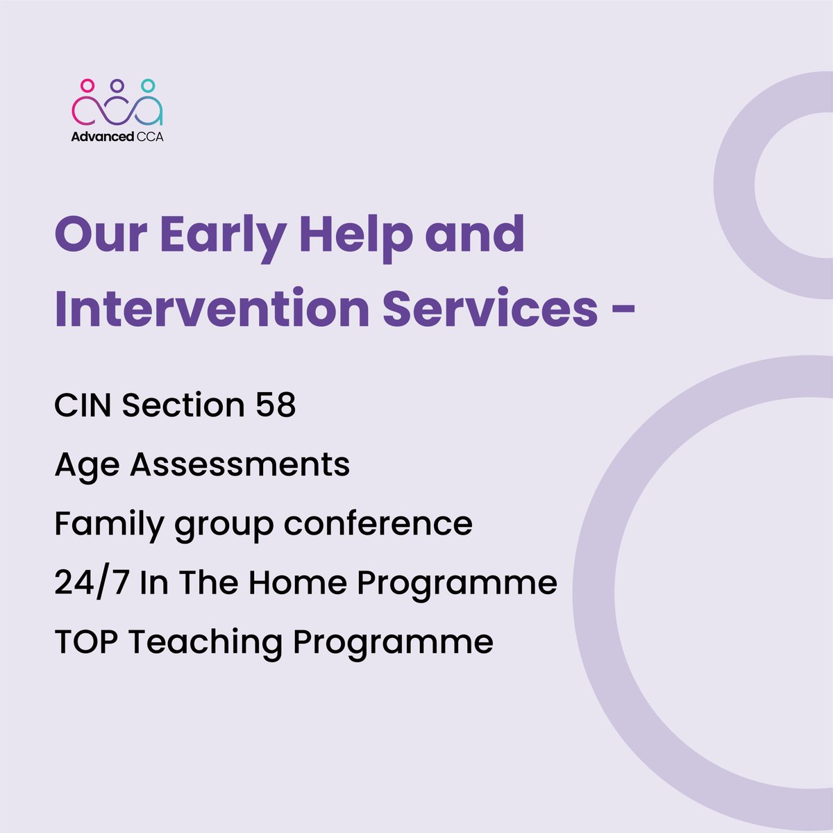 Providing families with a single Social Worker or Parenting Practitioner will provide a greater opportunity to develop an effective working relationship with the family. 

Our Early Help and Intervention services can provide us the opportunity to develop positive relationships.