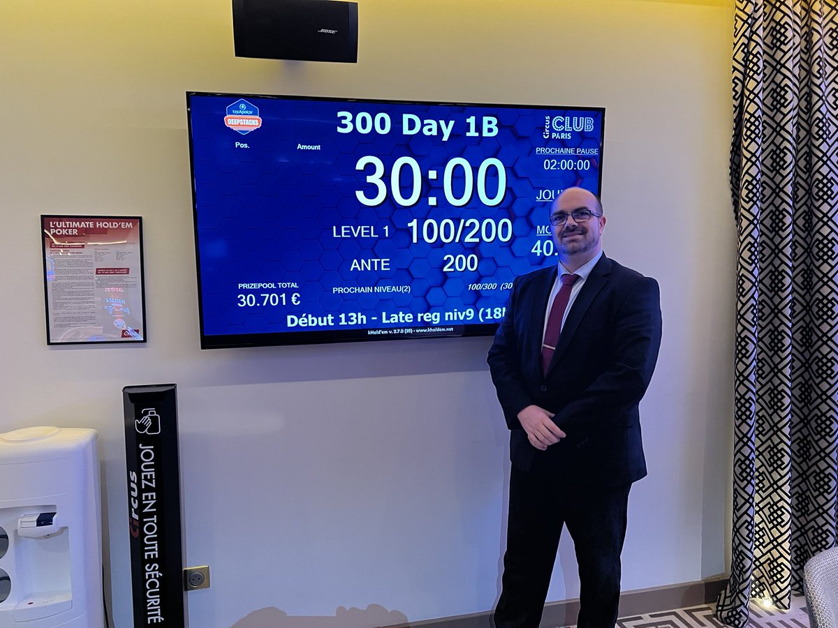 ClubCircusParis's tweet photo. 🎪 #deepstacks 1️⃣0️⃣3️⃣ entrées ont été enregistrées hier, au cours du jour 1A de ce Texapoker Deepstacks 300. 😲

Aujourd’hui, à 13h, Pierrick s’apprête à lancer le 1B, que l’on vous souhaite aussi fourni ! 🫣

▪️40.000 jetons
▪️30 min par niveau
▪️Late reg niveau 9 (18h)
▪️Fin du jour 15% (ITM)

Et si vous n’êtes pas dispo tout de suite, vous pourrez tenter votre chance à 20h pour le 1C !

Alors, elle est pas belle la vie au Club Circus ? 🥰

ℹ️ Toutes les informations sur notre site internet