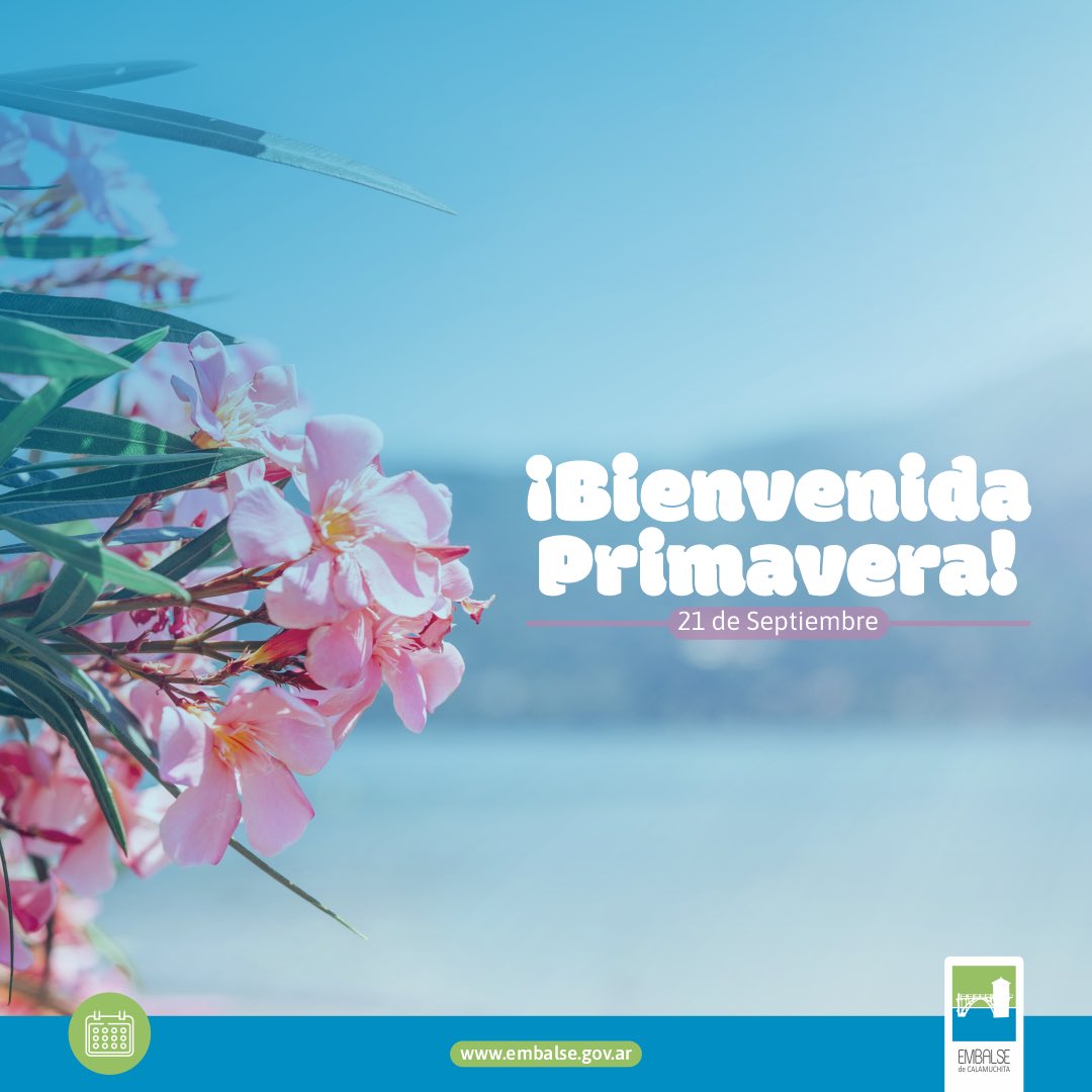MuniEmbalse's tweet photo. 🌈🌟 Bienvenida #Primavera 🌸❤️

🌻 @EmbalseC te recibe para disfrutar de la estación más felíz del año en nuestro #DestinoNaturaleza 🙌 

#TuDestinoTodoElAño 
#EmbalseDeCalamuchita 

#EmbalseTeCuida https://t.co/julwP0lrs3